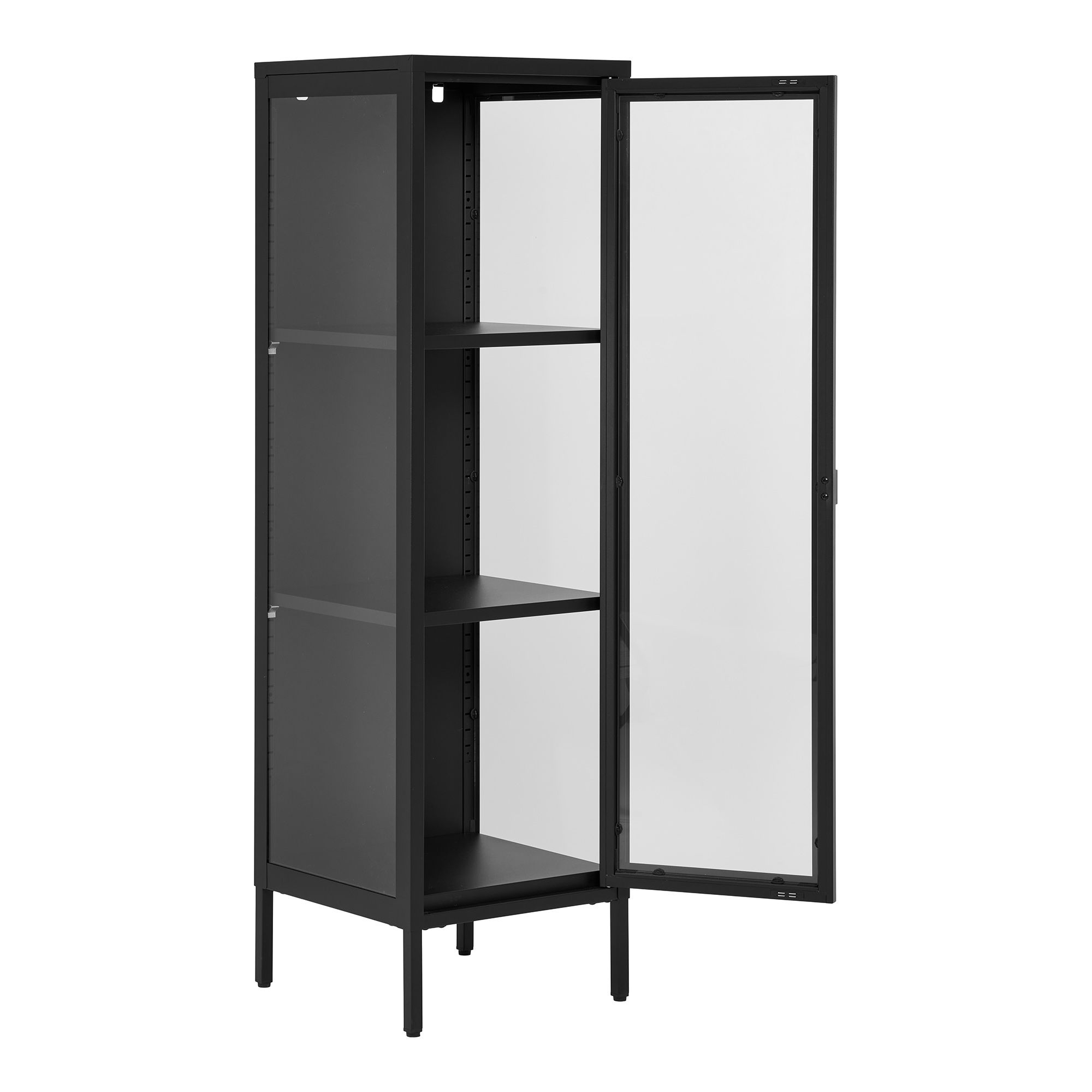 Witryna niska 1-drzwiowa BRISBANE przeszklone boki 40x35x140 cm - czarna - 3003005