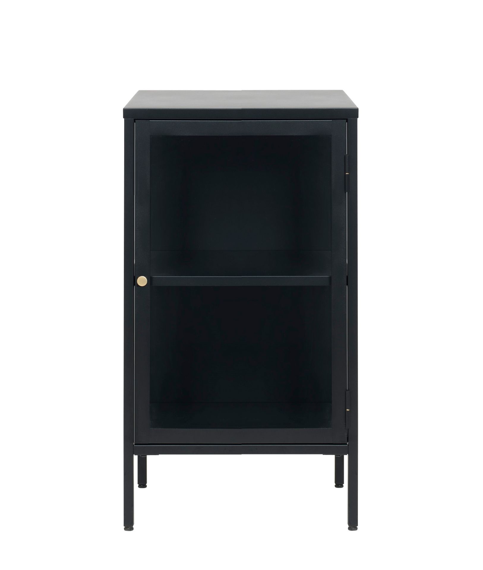 Szafka nocna 1-drzwiowa CARMEL z przeszklonymi drzwiami i bokami 45 cm  - czarna - UN_43170600