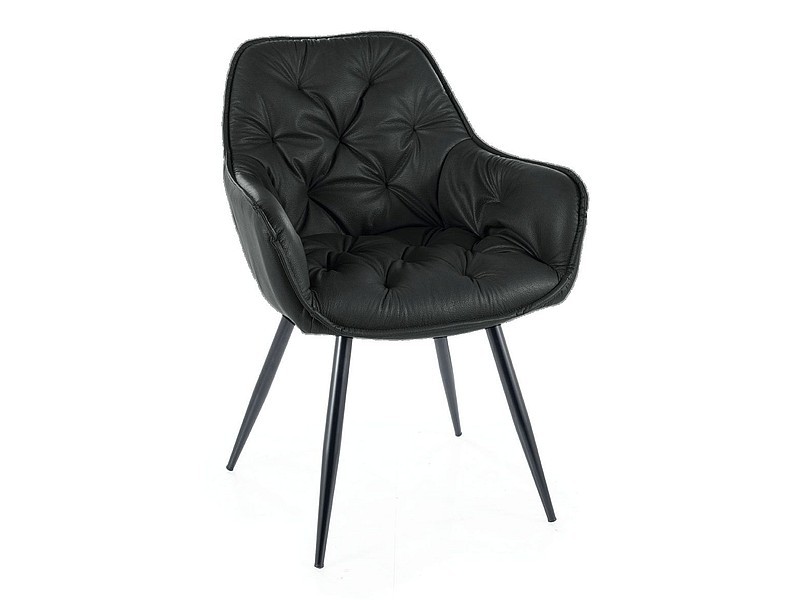 Krzesło tapicerowane z podłokietnikami CHERRY czarne (ekoskóra) Signal