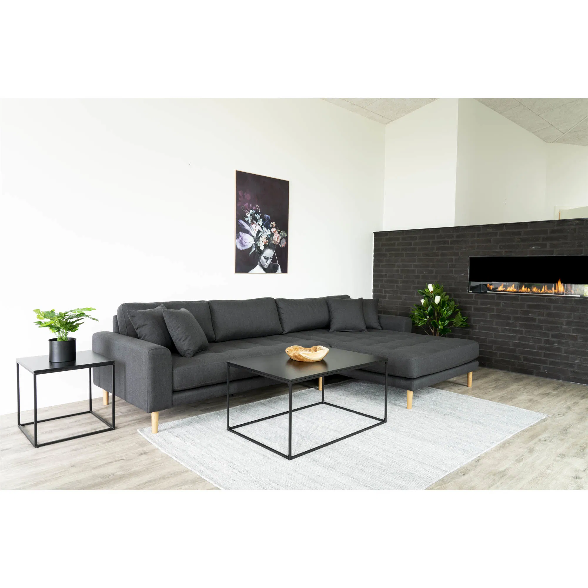 Stolik kawowy prostokątny VITA rama 60x90x45 cm - czarny - 2101455