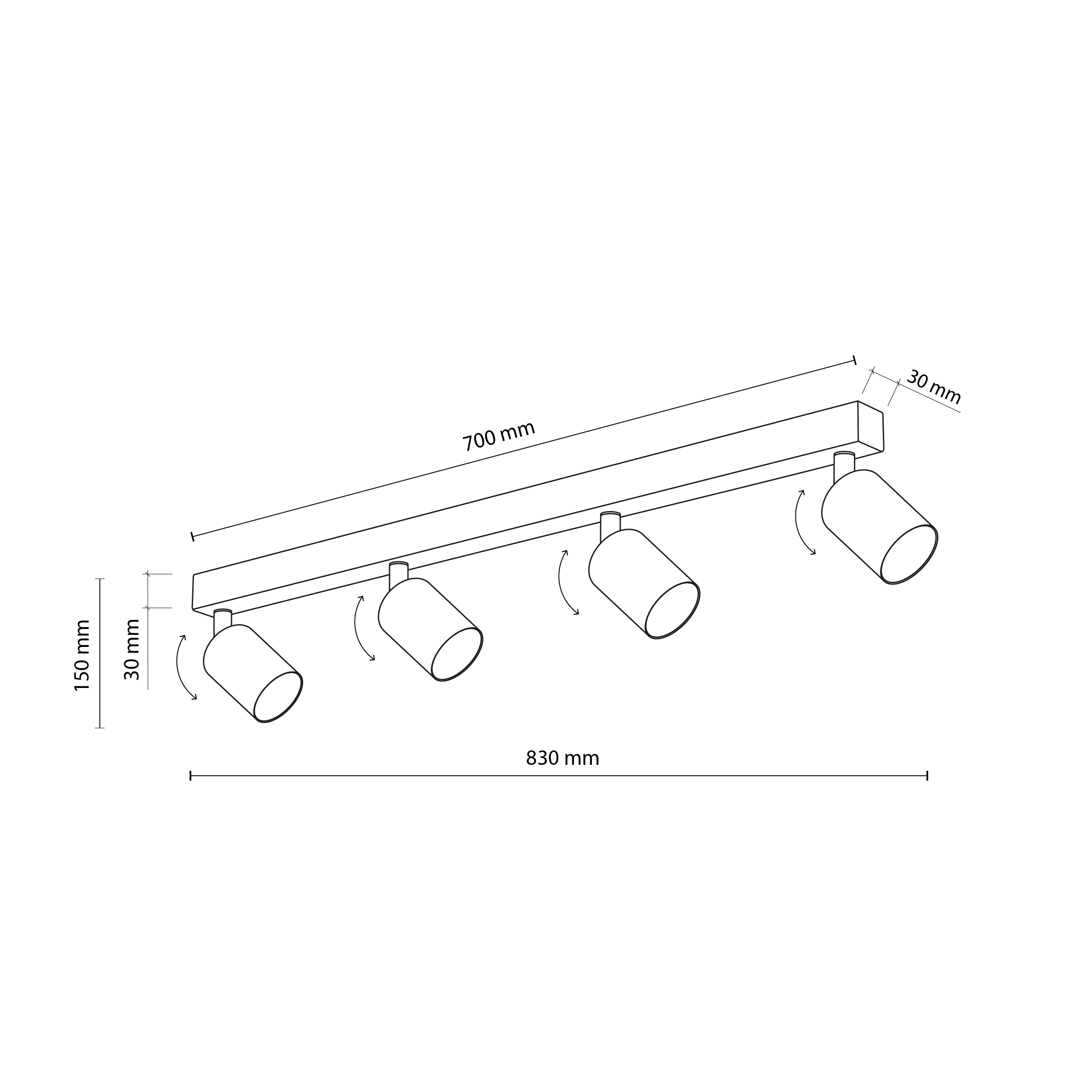 Lampa sufitowa TOP biała regulowana na metalowej listwie 83x17x15cm - TK_6874
