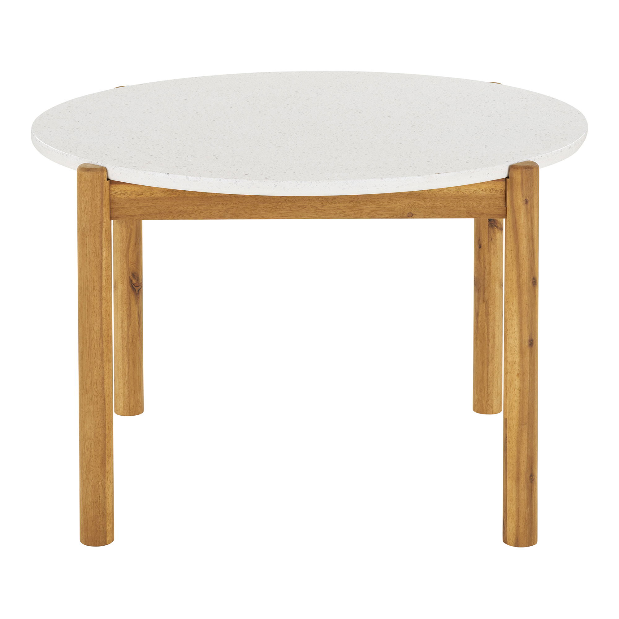 Stół okrągły TERRACINA lastryko, akacja FI 120 cm- biały, naturalny - 7501098