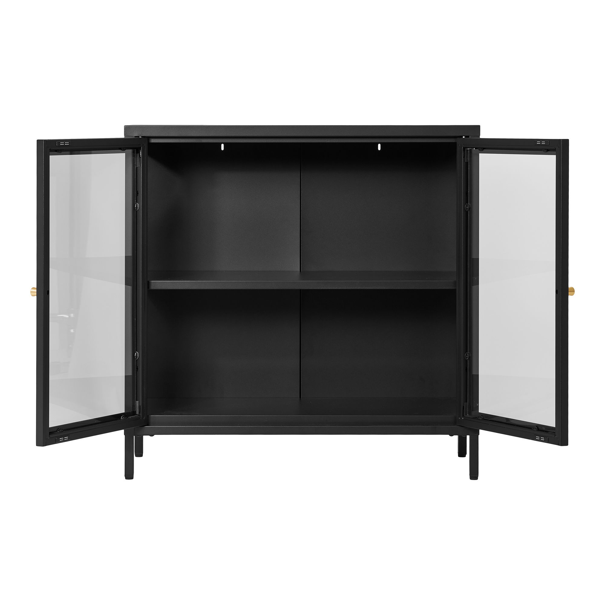 Witryna niska 2-drzwiowa DALBY przeszklone boki 80x35x80 cm - czarna - 3003015