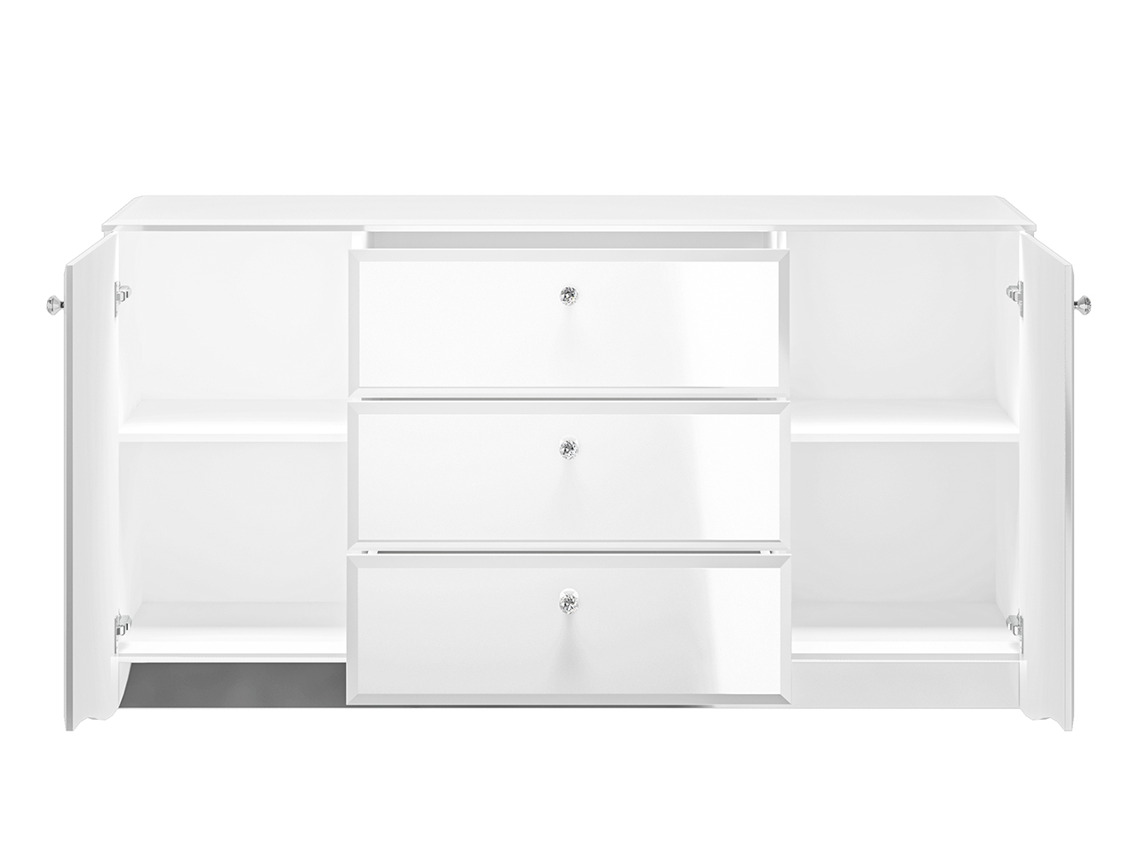 Komoda 2-drzwiowa z 3 szufladami GLAMOUR 02 z oświetleniem - biały połysk - 1GLAM02-001