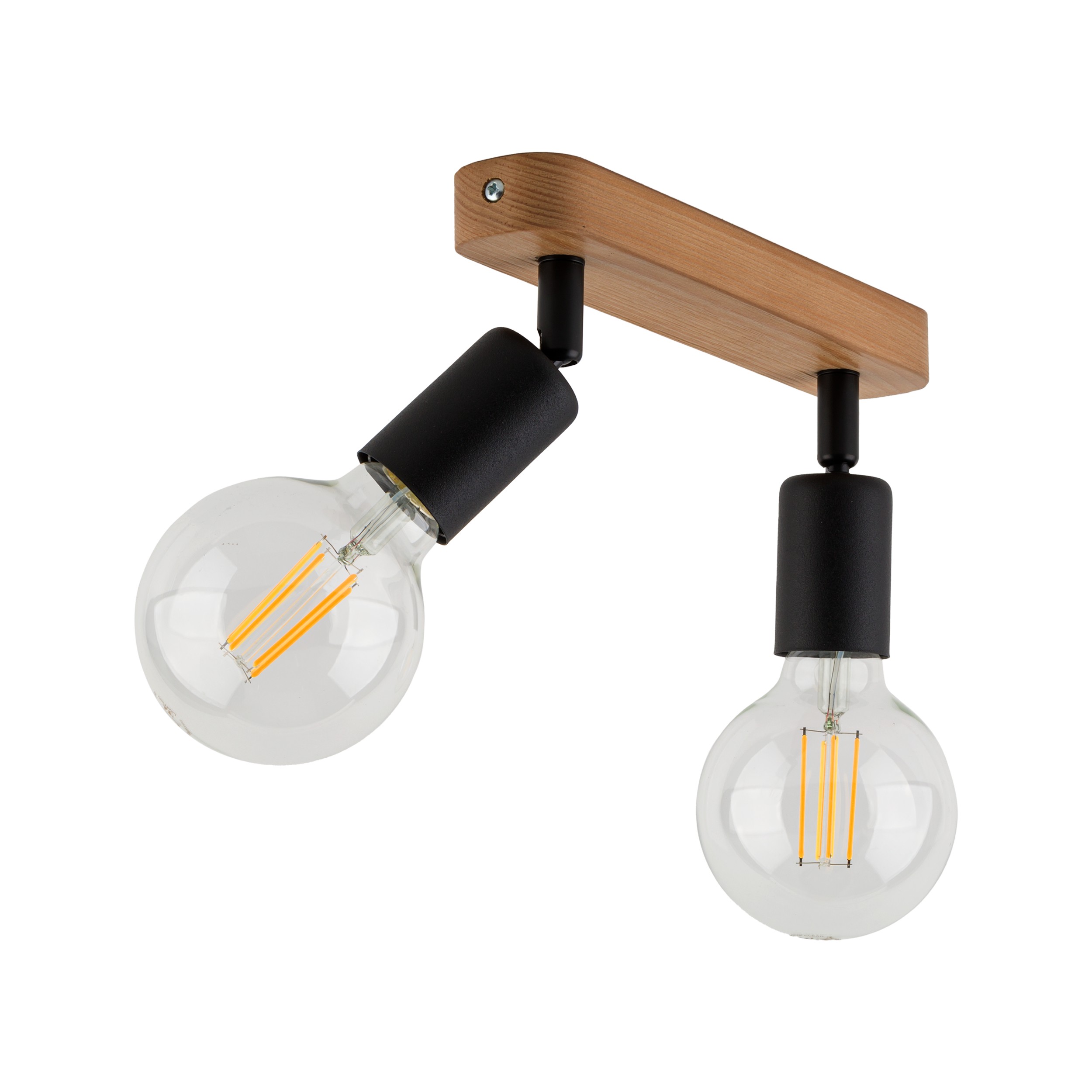 Lampa sufitowa SIMPLY czarna na drewnianej sosnowej listwie 33x15x13cm - TK_4748