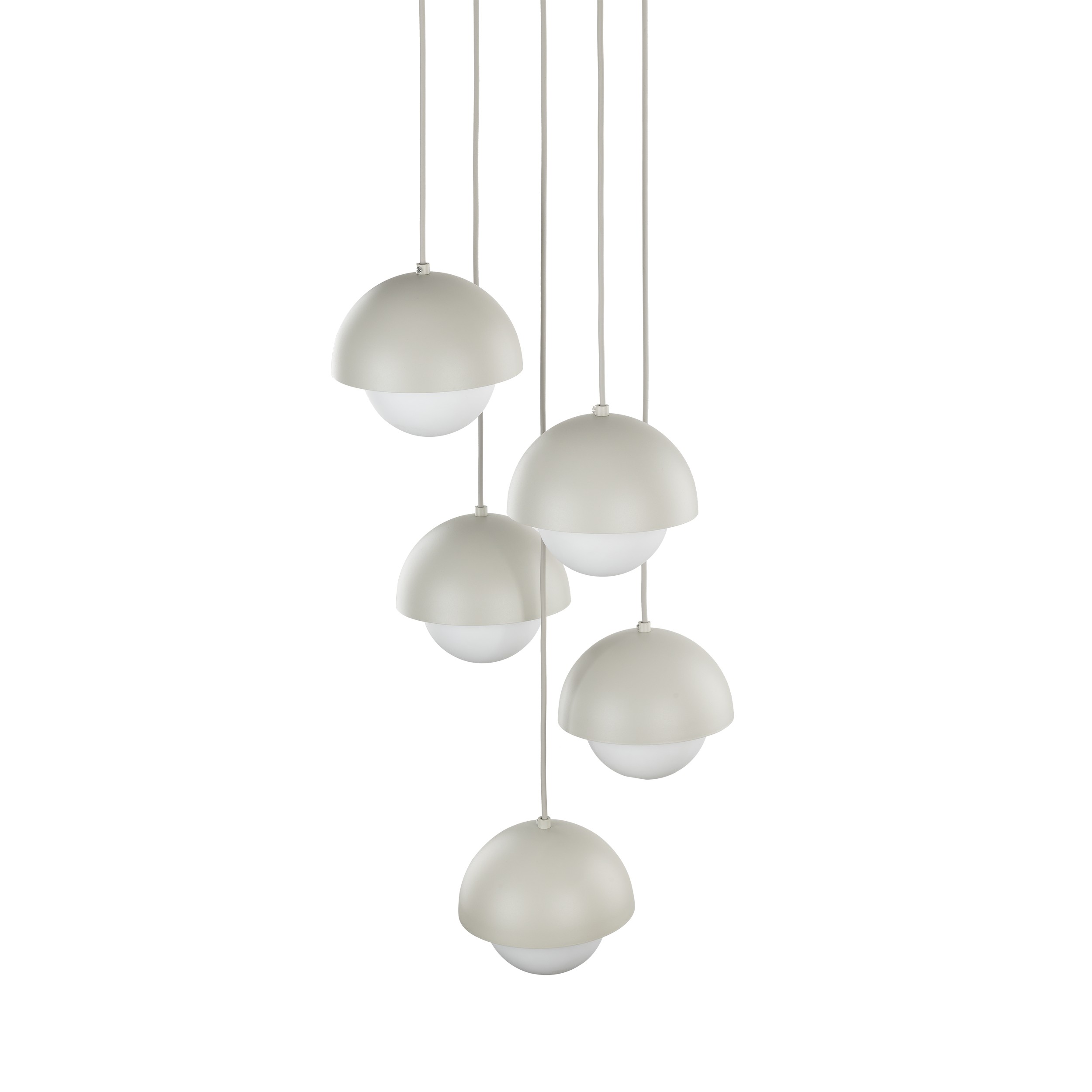 Lampa wisząca BONO beżowa z białymi okrągłymi szklanymi kloszami 140x32cm - TK_10214