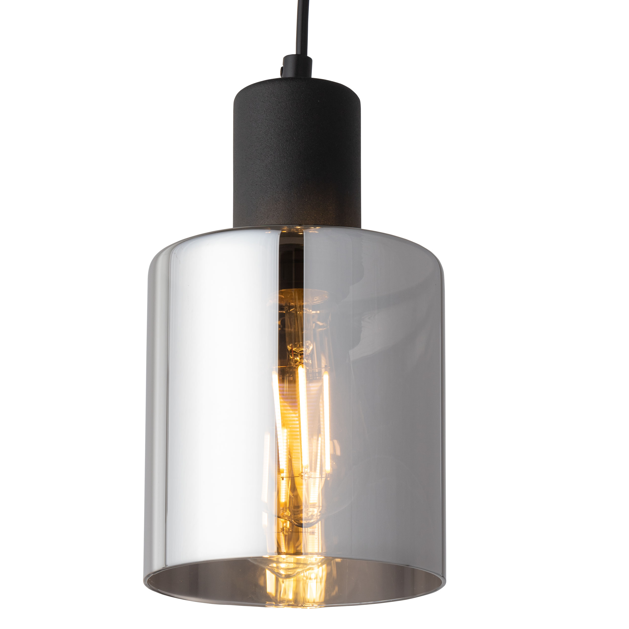 Lampa wisząca SIERRA czarna z lustrzanym szklanym kloszem 110x12cm - TK_6653