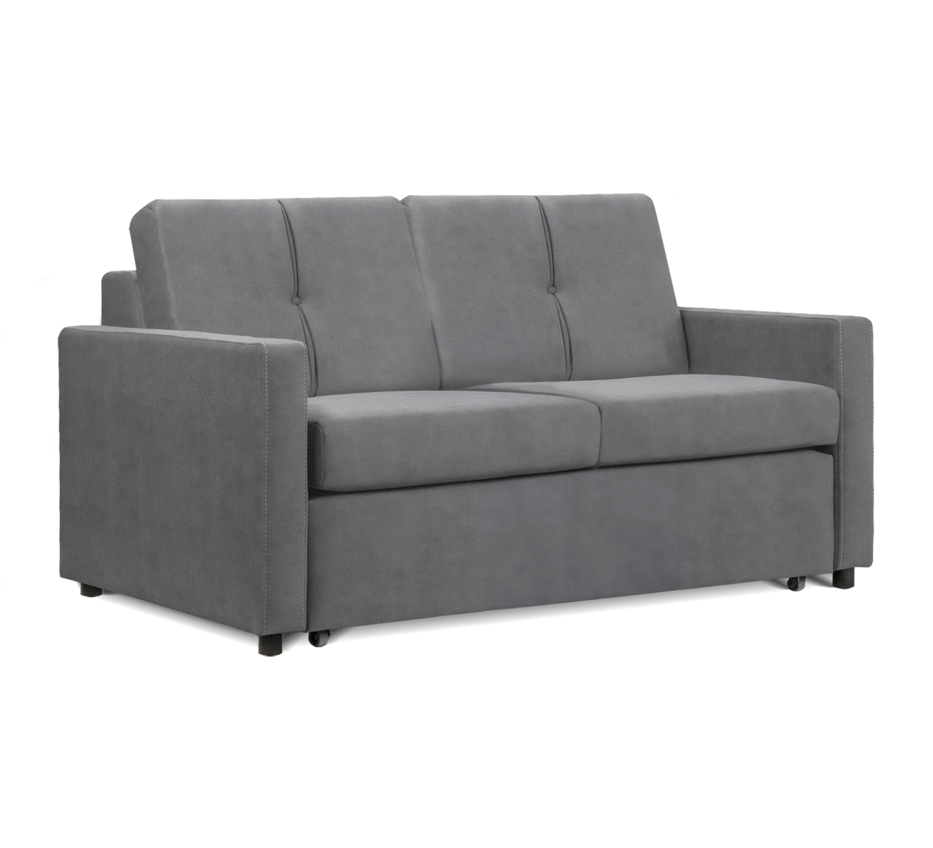 Sofa dwuosobowa rozkładana PUNTO 150 cm aksamitna jasnoszara