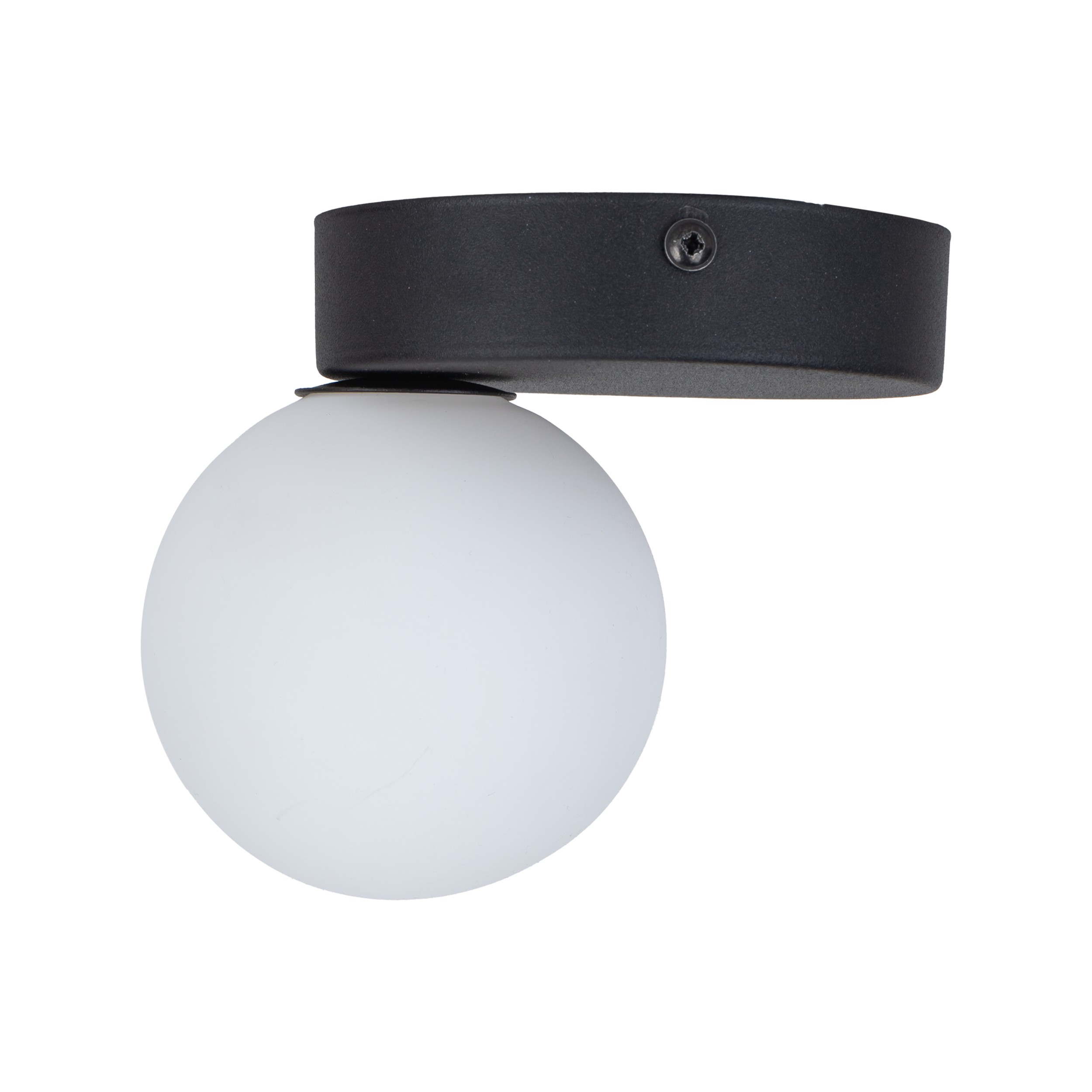 Lampa sufitowa BIANCA czarna z białym okrągłym szklanym kloszem 16x15x12cm - TK_5681