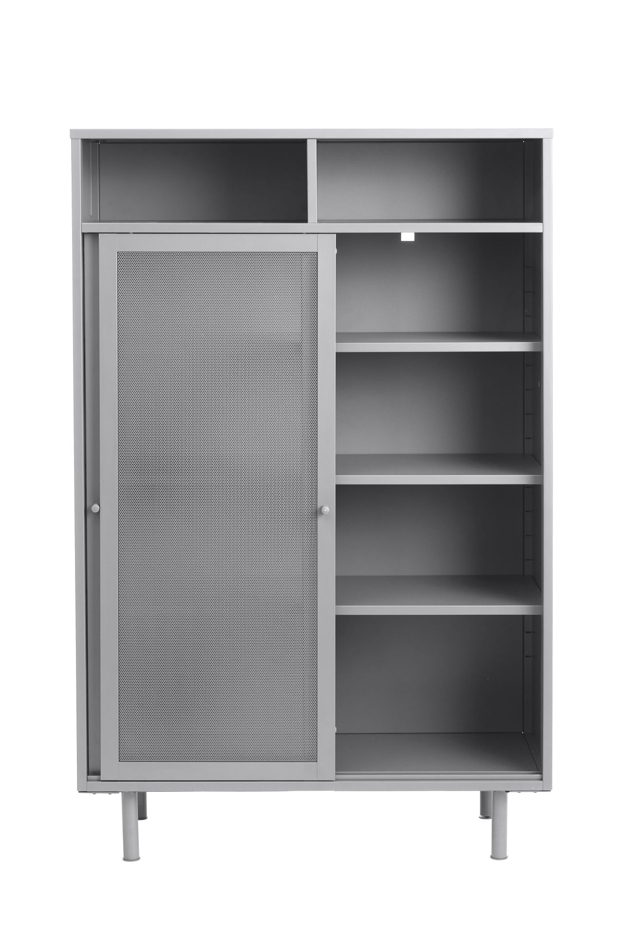 Komoda wysoka metalowa VEEP 2-drzwiowa - jasnoszara - UN_50230002
