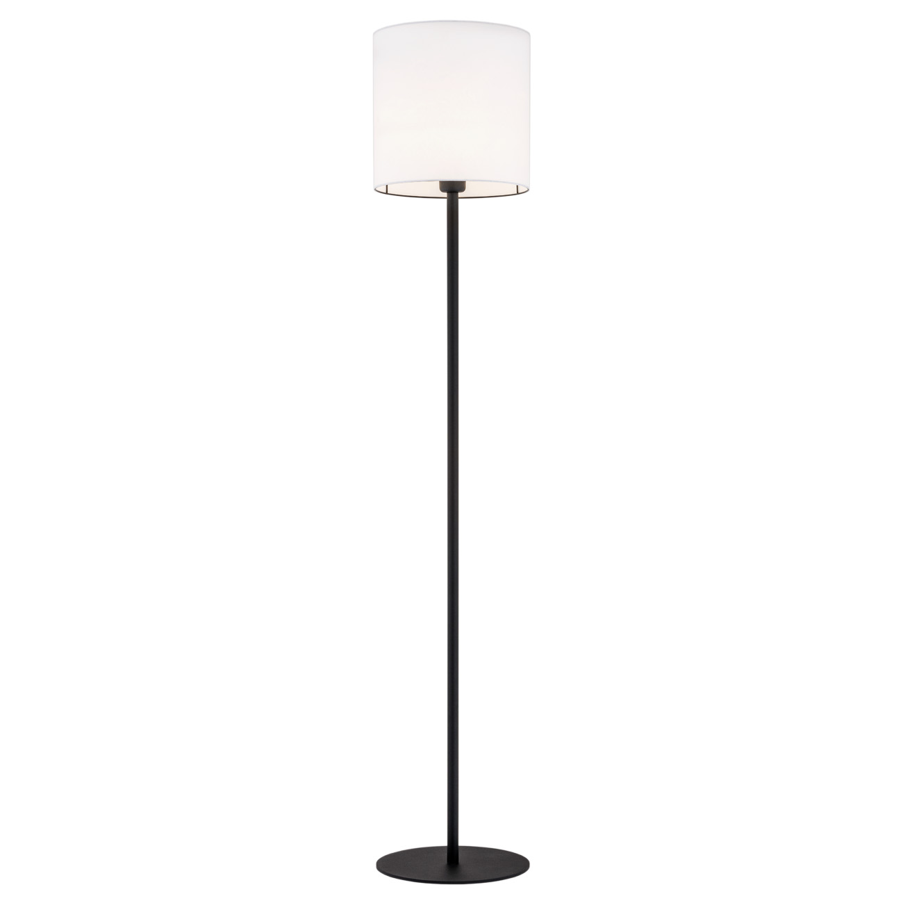 Lampa podłogowa HILARY metalowa czarna podstawa biała walcowaty abażur 164x30cm