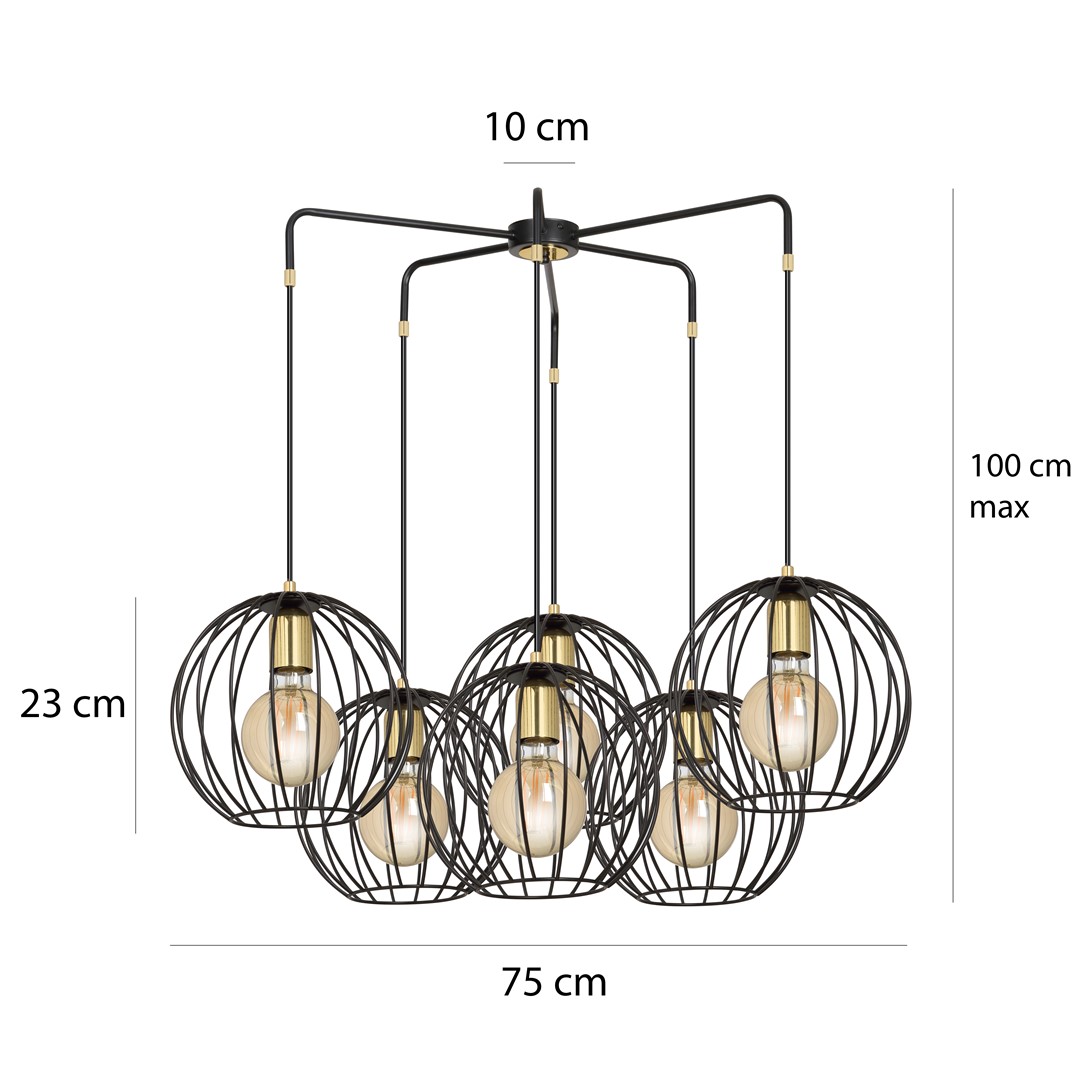 Lampa wisząca ALBIO Czarny 144/6 - 144/6