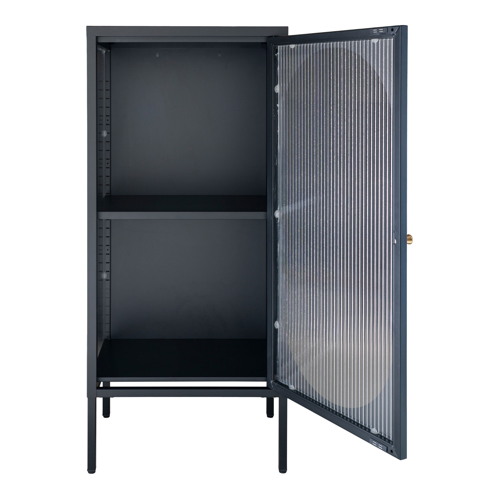 Witryna niska ADELAIDE 1-drzwiowa, falowane szkło 50x35x110 cm - czarna - 3001210