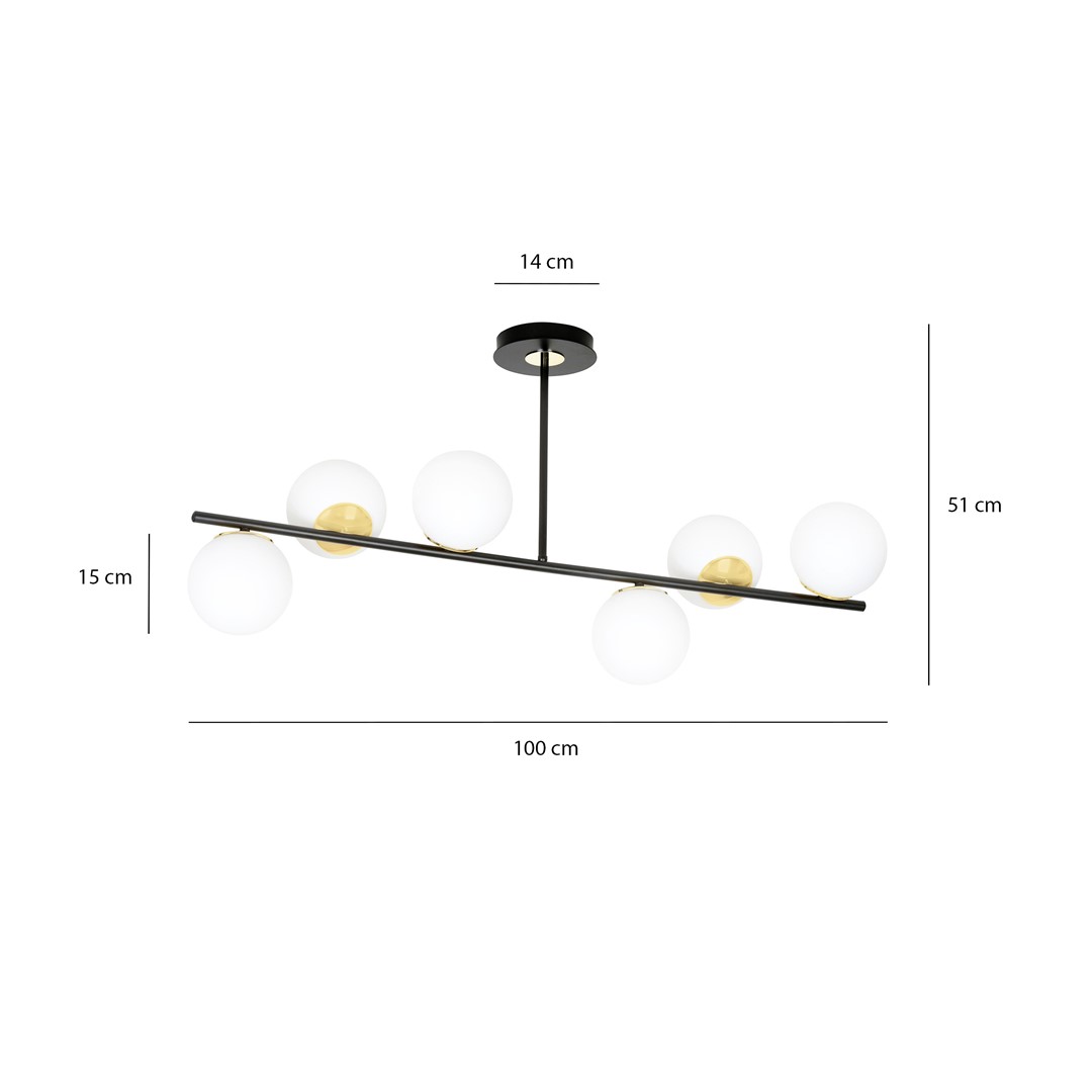Lampa sufitowa FLOKI Czarny/Złoty 1022/6 - 1022/6
