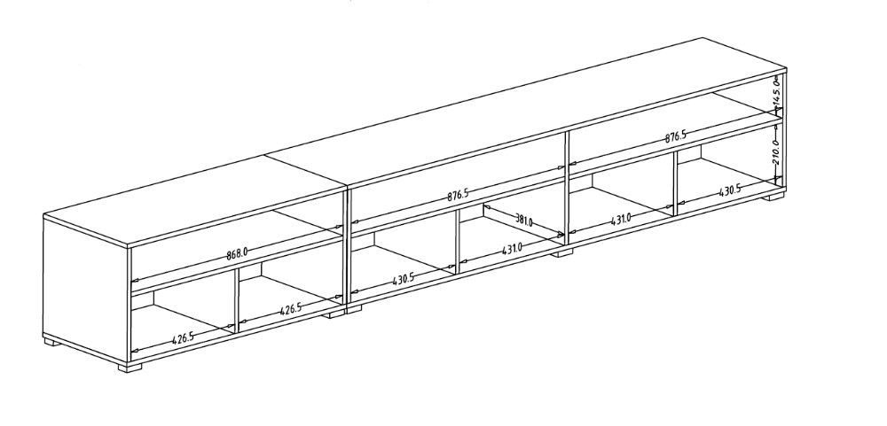 Szafka RTV BAROS 40 stojąca wisząca orzech touchwood 270x41x40cm - 24Z6BM40