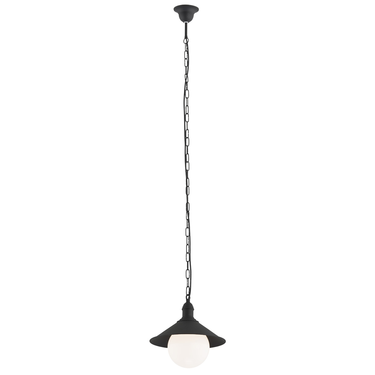 Lampa wisząca ERBA BIS metalowa czarna na łańcuchu 115x29cm