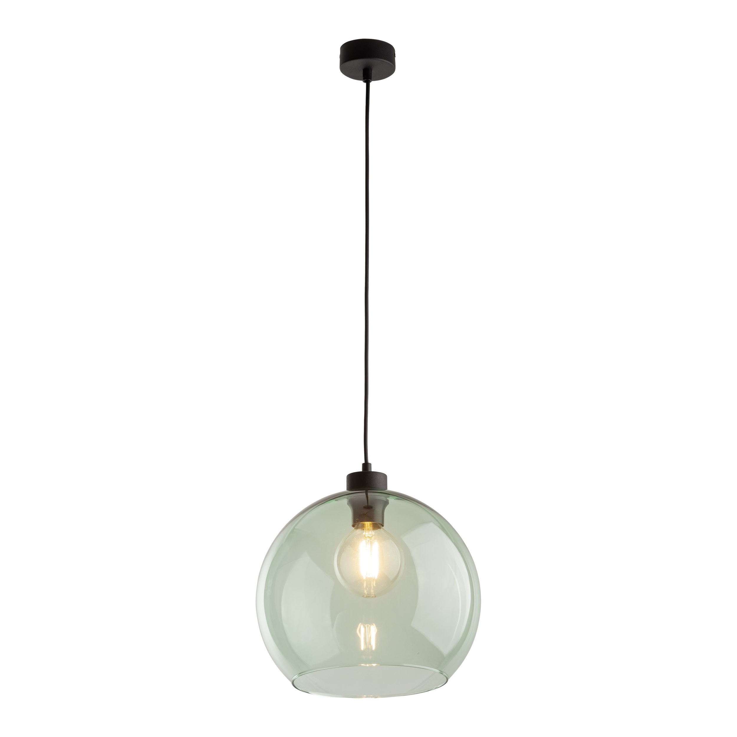 Lampa wisząca CUBUS czarna z zielonym okrągłym szklanym kloszem 175x30cm - TK_6778