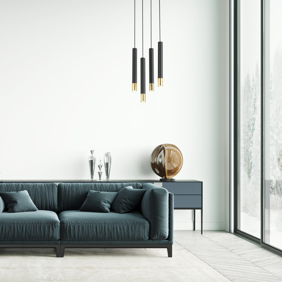 SOPEL GRAND 4 czarny/złoty lampa wisząca - SI_33396