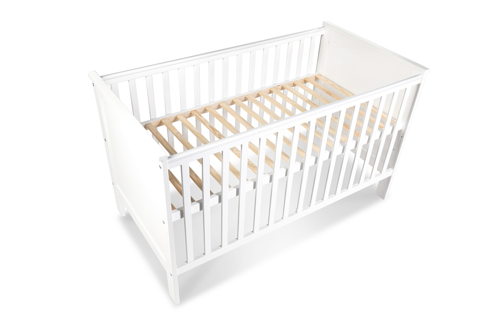 Łóżko niemowlęce dziecięce IWO 70x140 białe z barierką