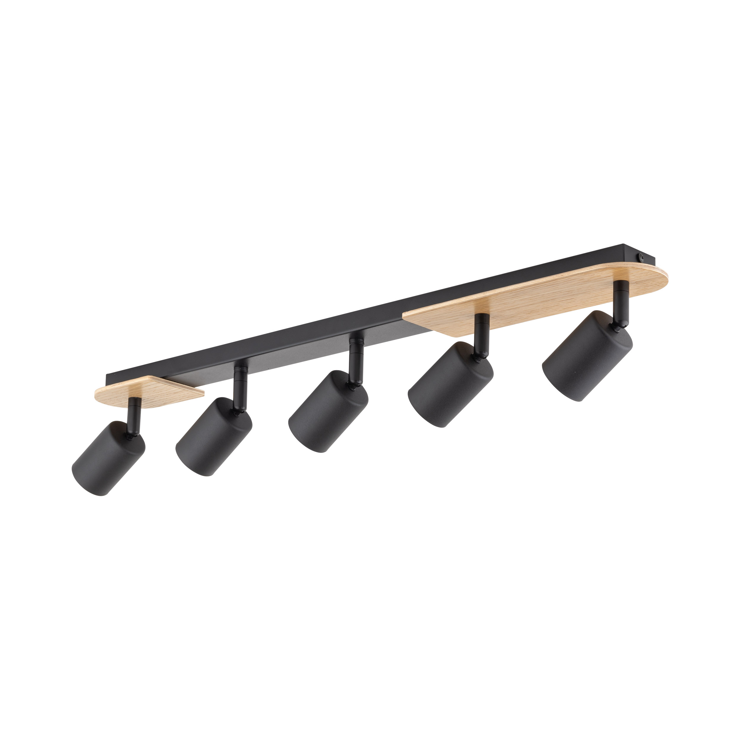 Lampa sufitowa COVER czarna na metalowej listwie z drewnianymi elementami regulowana 85x18x15cm - TK_5777