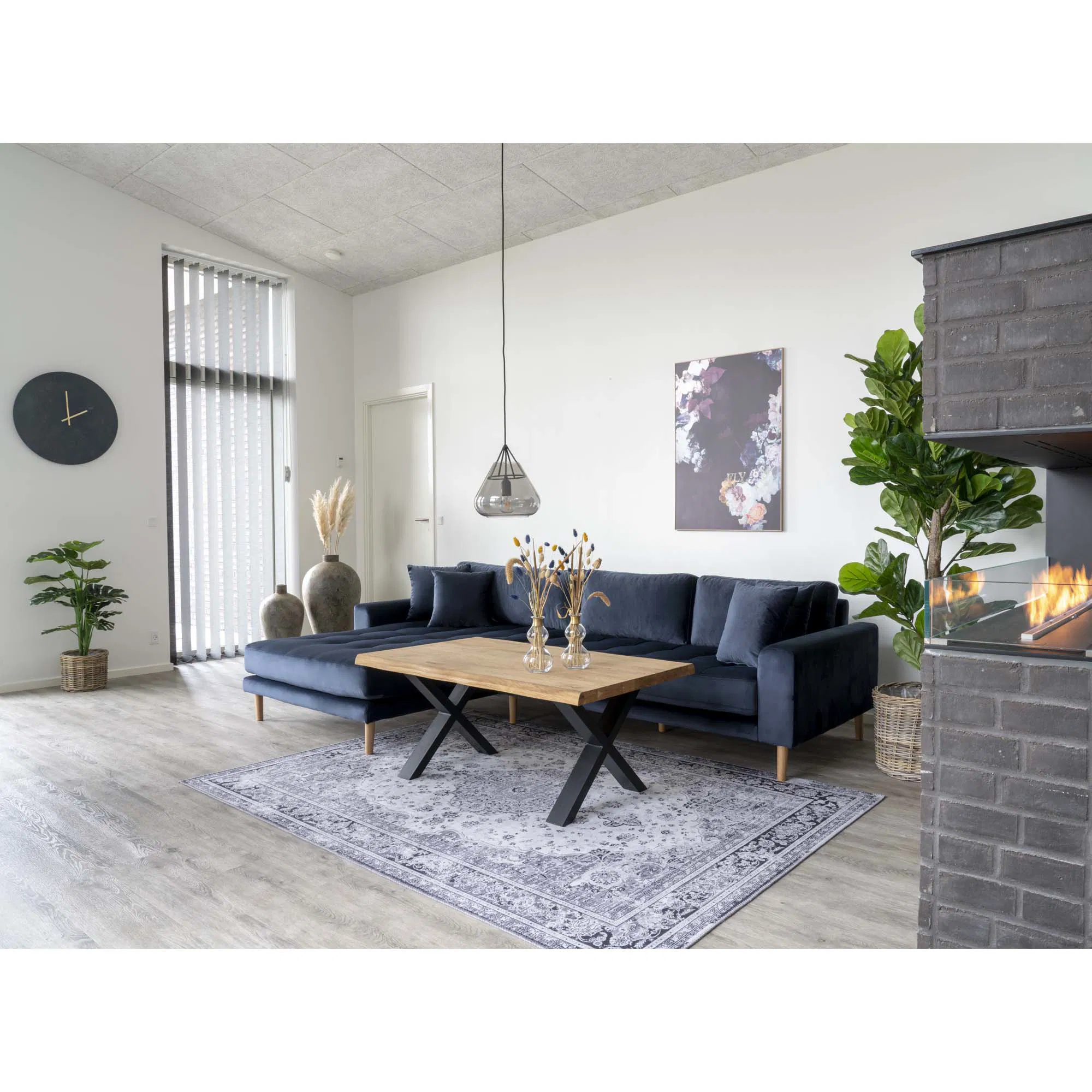 Stolik kawowy TOULON 2 - dąb naturalny, czarny 70x120 cm - 2101570