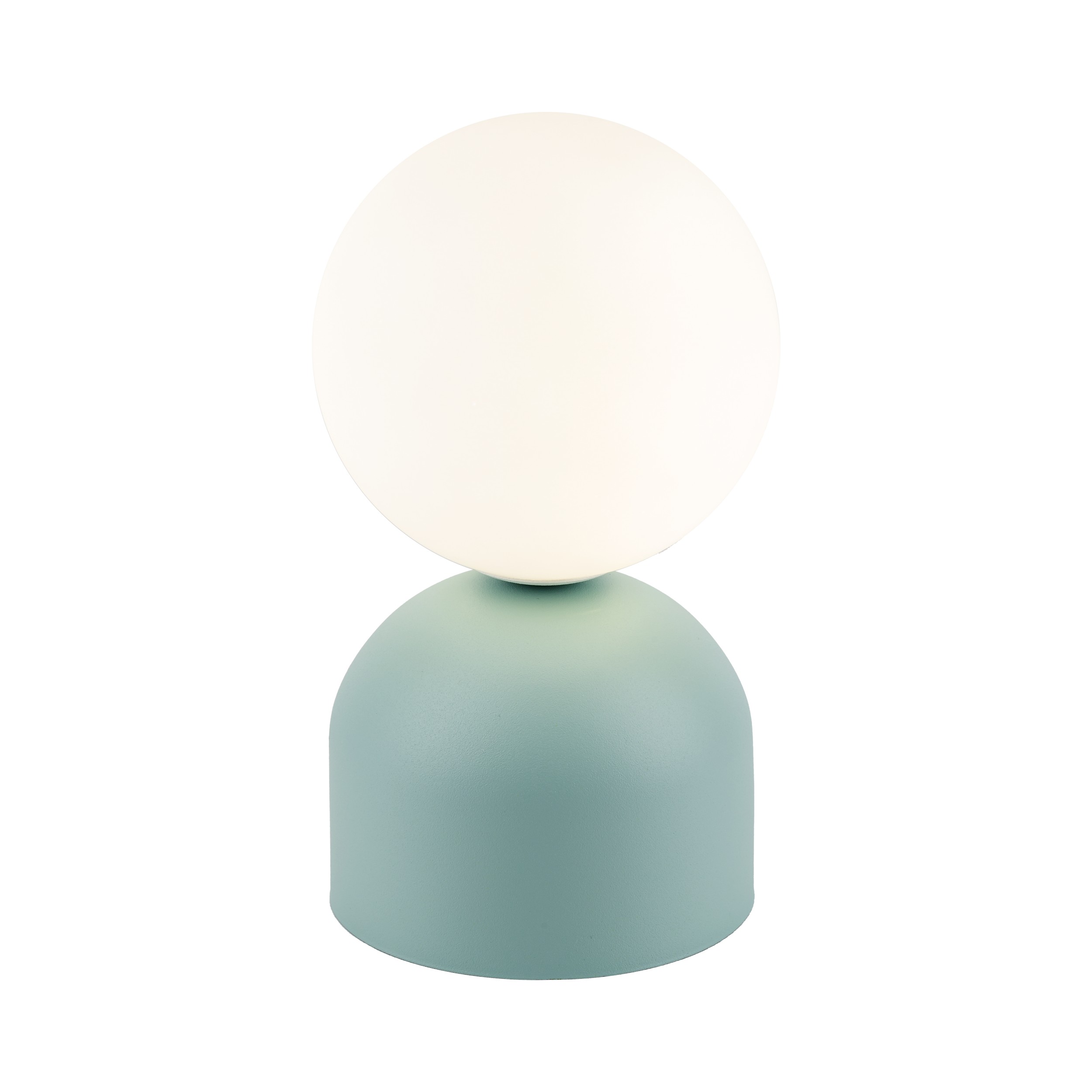 Lampka nocna MIKI miętowa z białym okrągłym kloszem 21x12cm - TK_16039