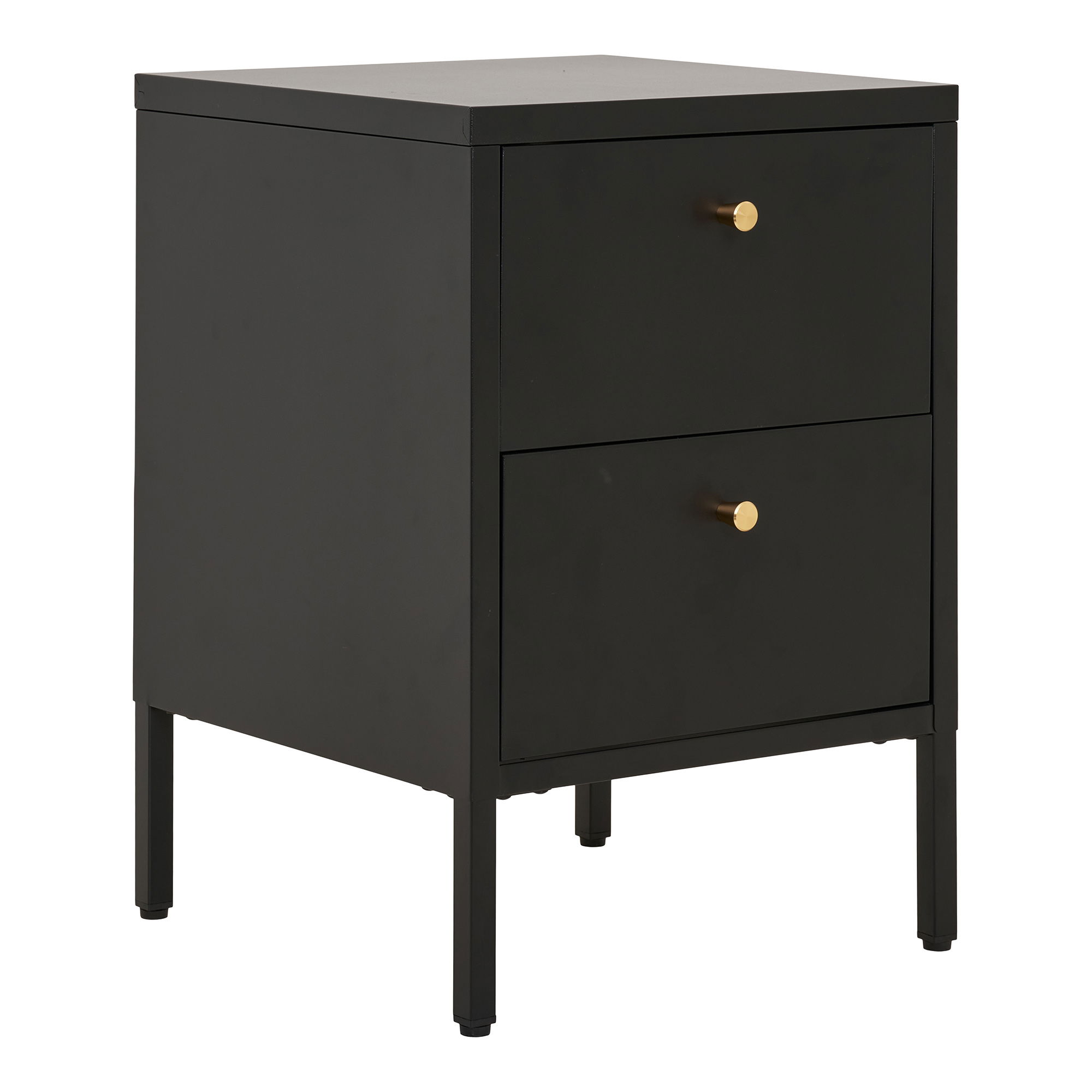 Szafka nocna z 2 szufladami DALBY stalowa 40x40x60 cm - czarna - 3003020