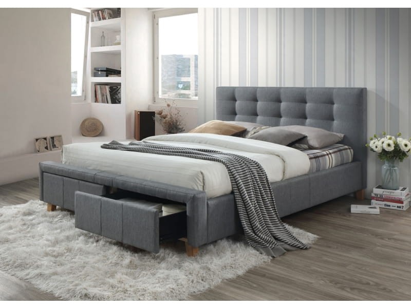 Łóżko dwuosobowe tapicerowane z szufladami ASCOT 160x200 Signal