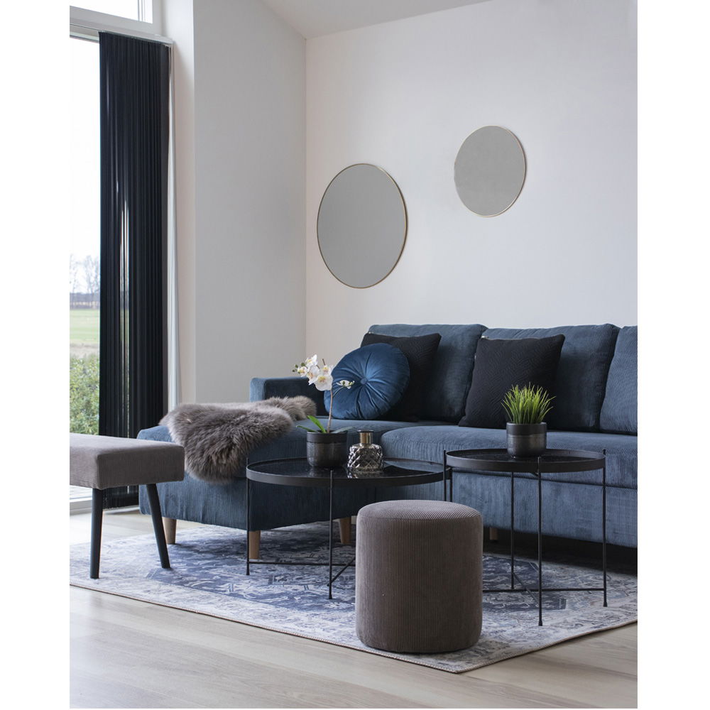 Stolik kawowy okrągły VENEZIA ze szklanym blatem fi70x40cm - czarny - 2101200