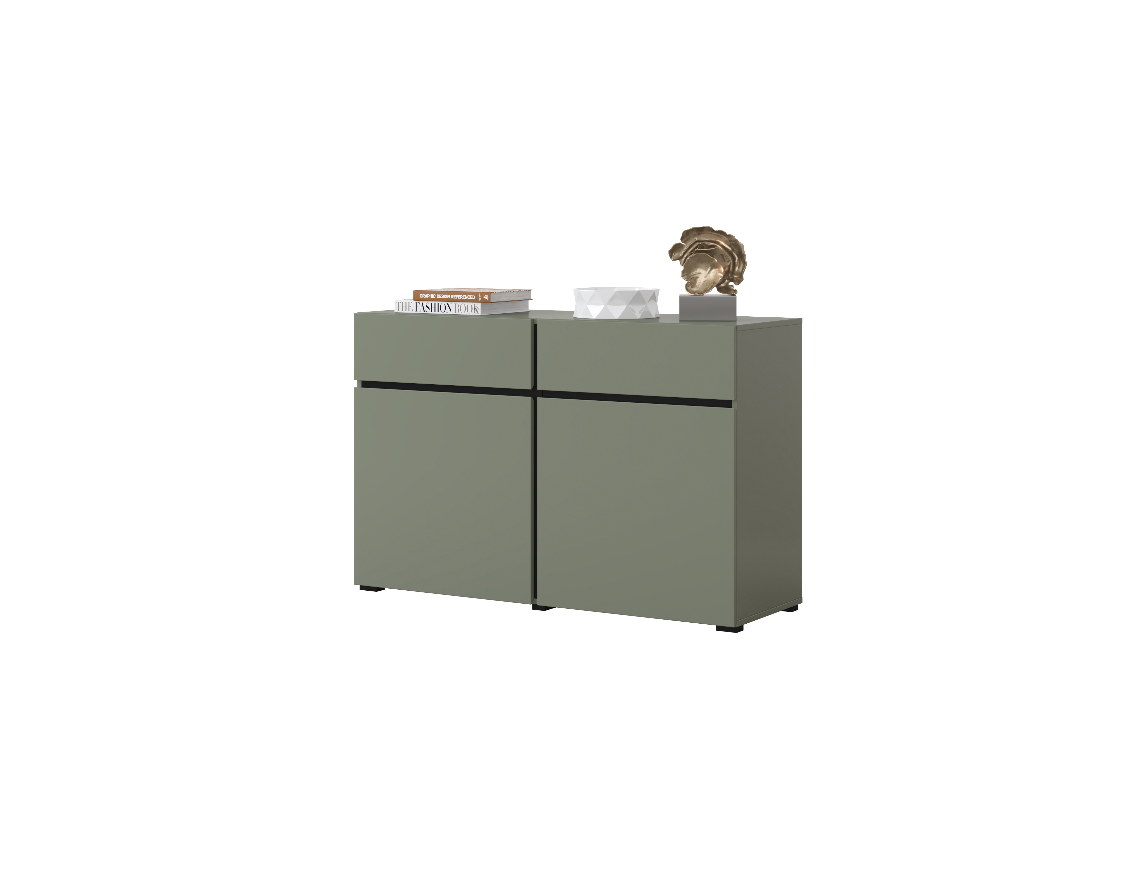 Komoda 2-drzwiowa z 2 szufladami CROSS - zielony, czarny 120cm - 24GWMY45