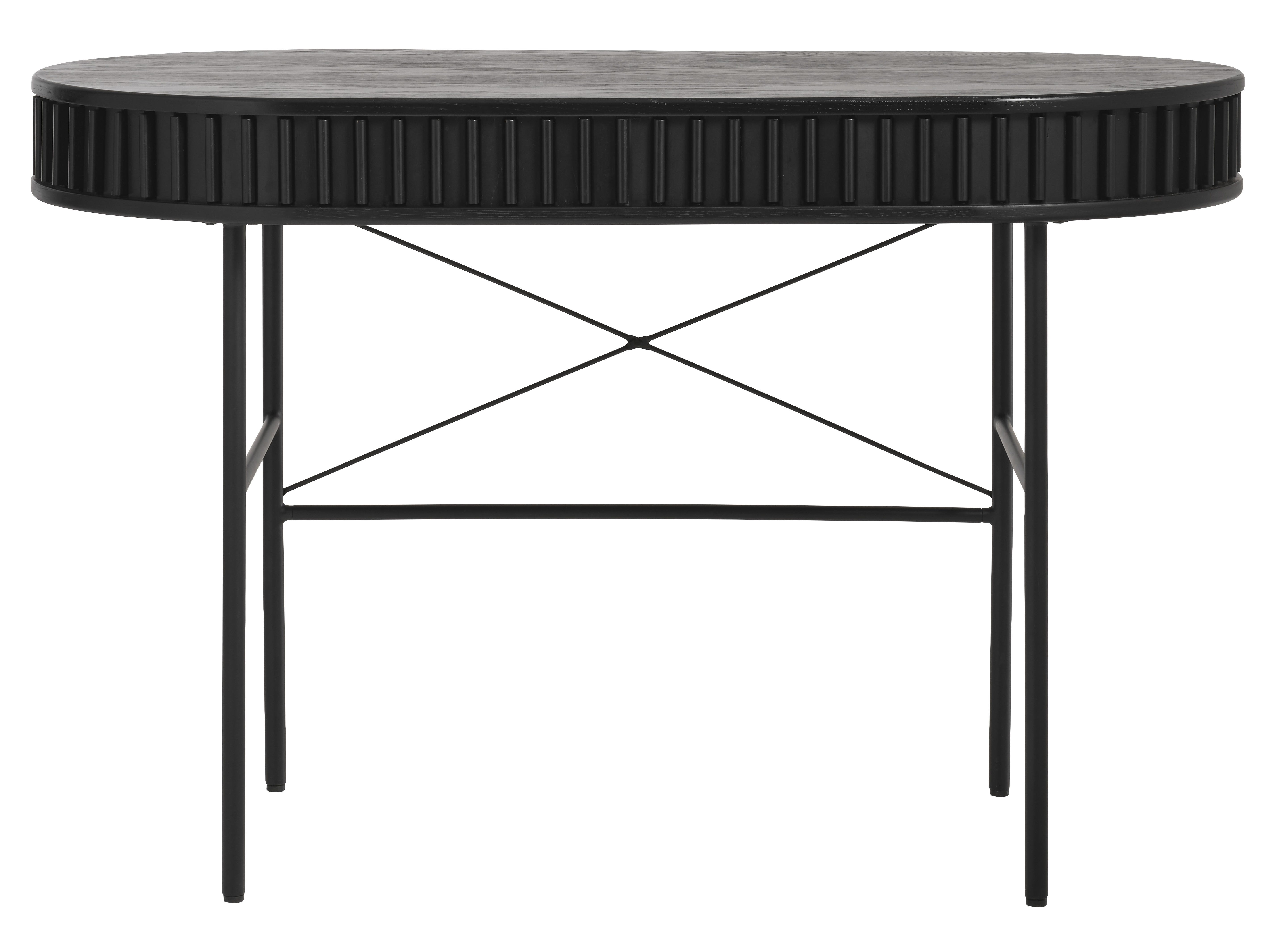 Biurko SIENA z zasuwaną półką 60x120 cm ryflowane - czarne - UN_46114640