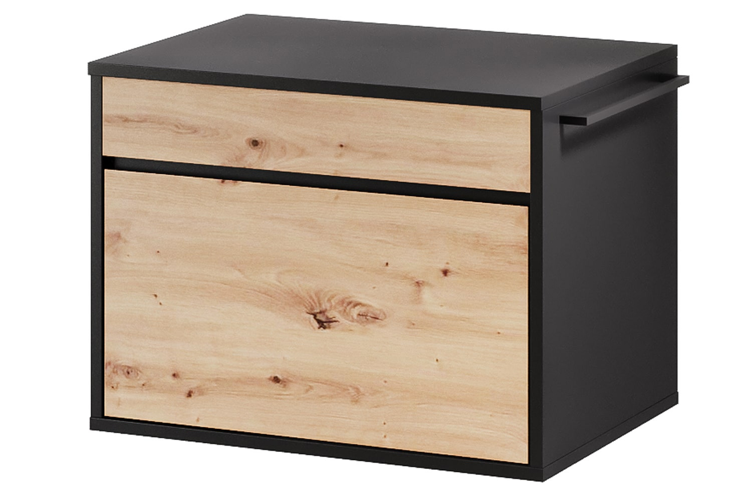 Szafka wisząca pod umywalkę MOSSA 56 z szufladą i uchwytem na ręcznik 60cm dąb artisan/czarny - WG-100-1831
