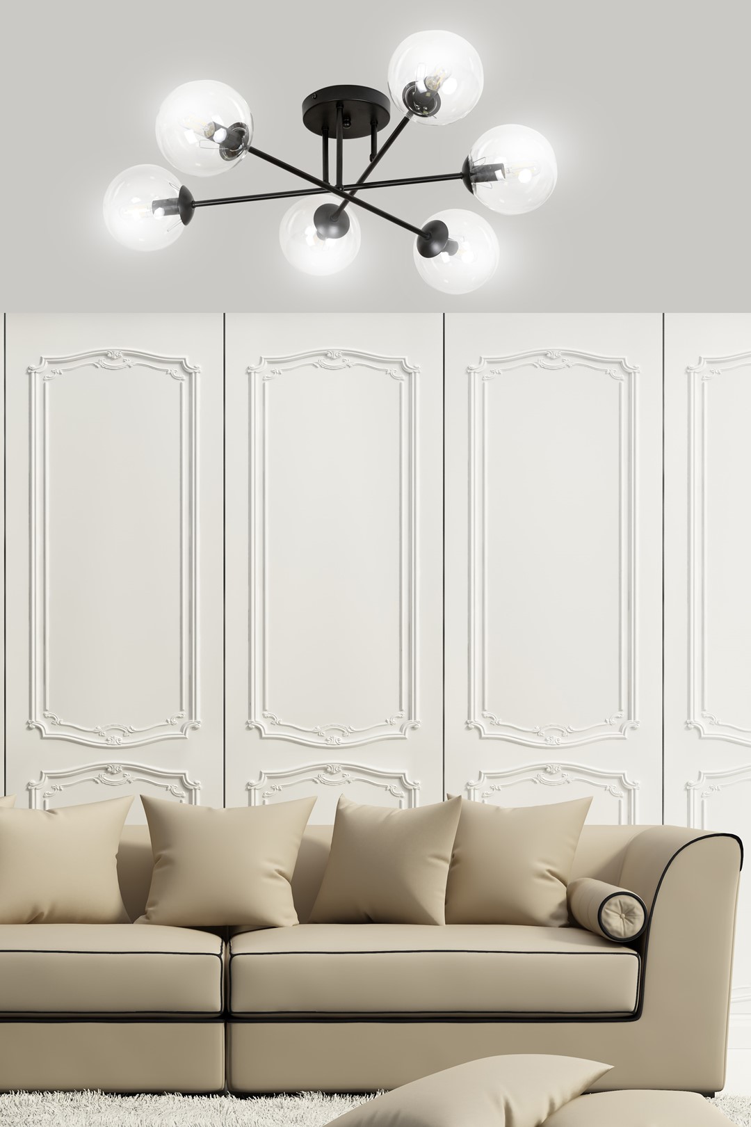 Lampa sufitowa BRENDI Czarny 831/6B - 831/6B