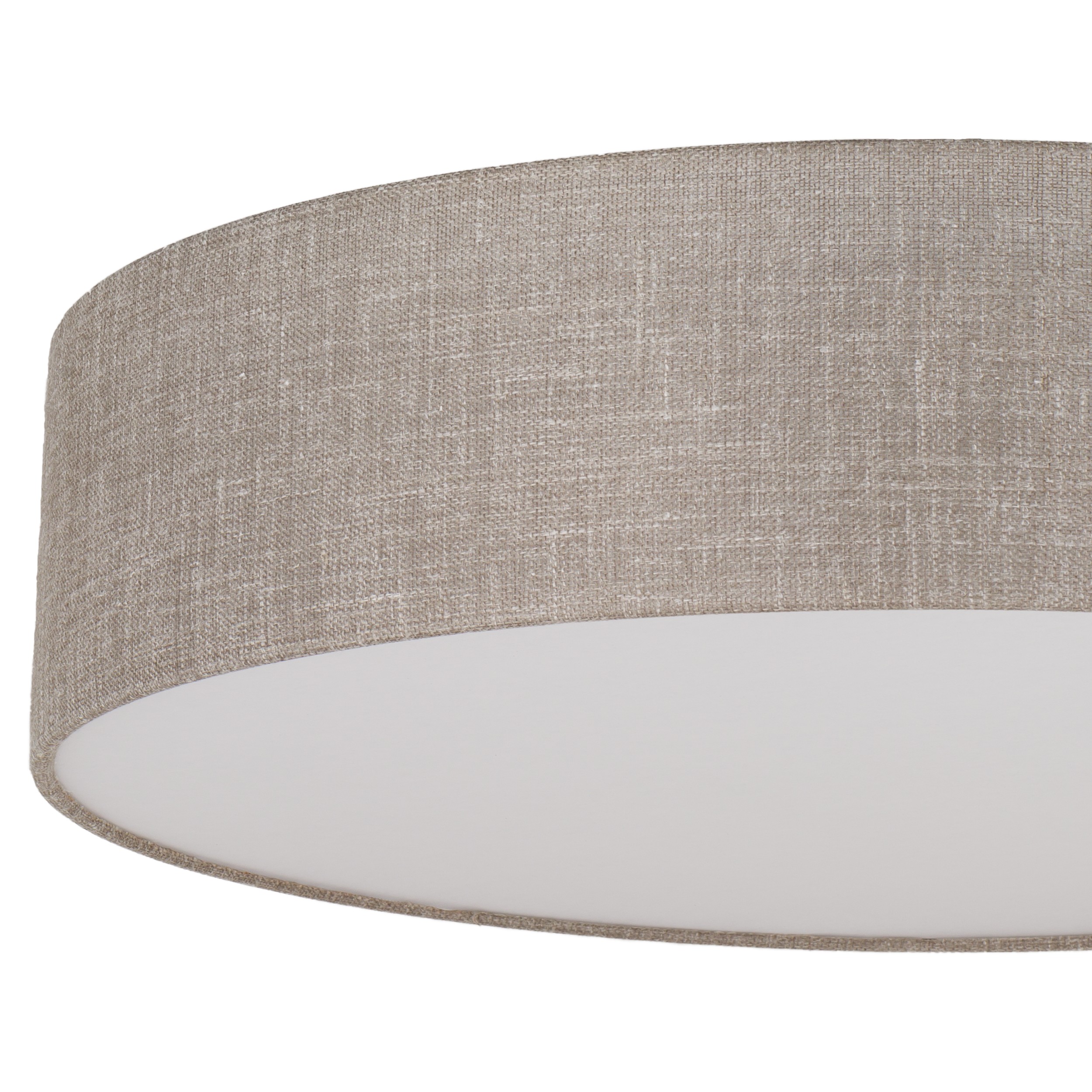 Lampa sufitowa RONDO brązowa z tkaniny z białym kloszem okrągła 78x15cm - TK_5638