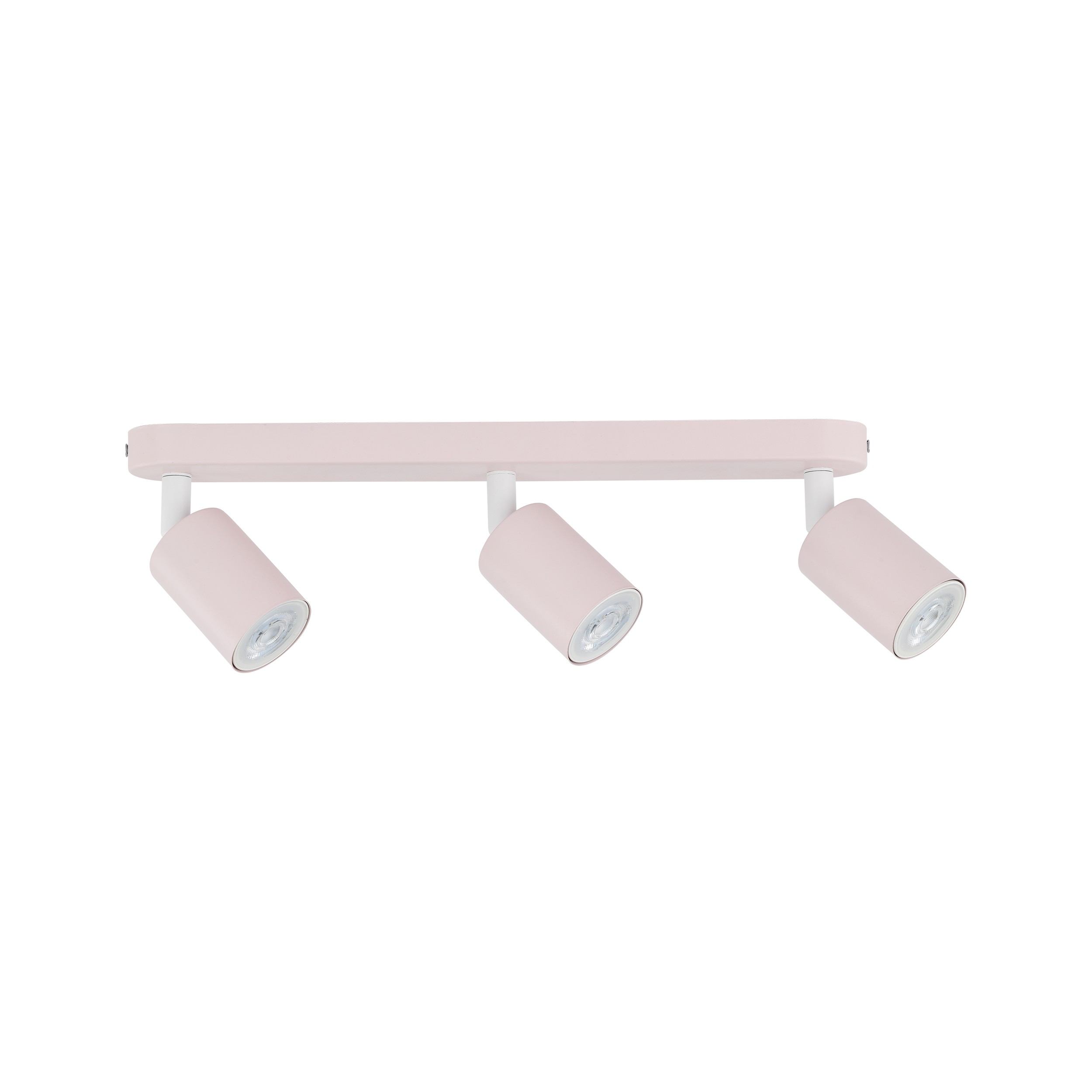 Lampa sufitowa LIVIA różowa z białymi elementami potrójna regulowana na metalowej listwie 52x17x14cm