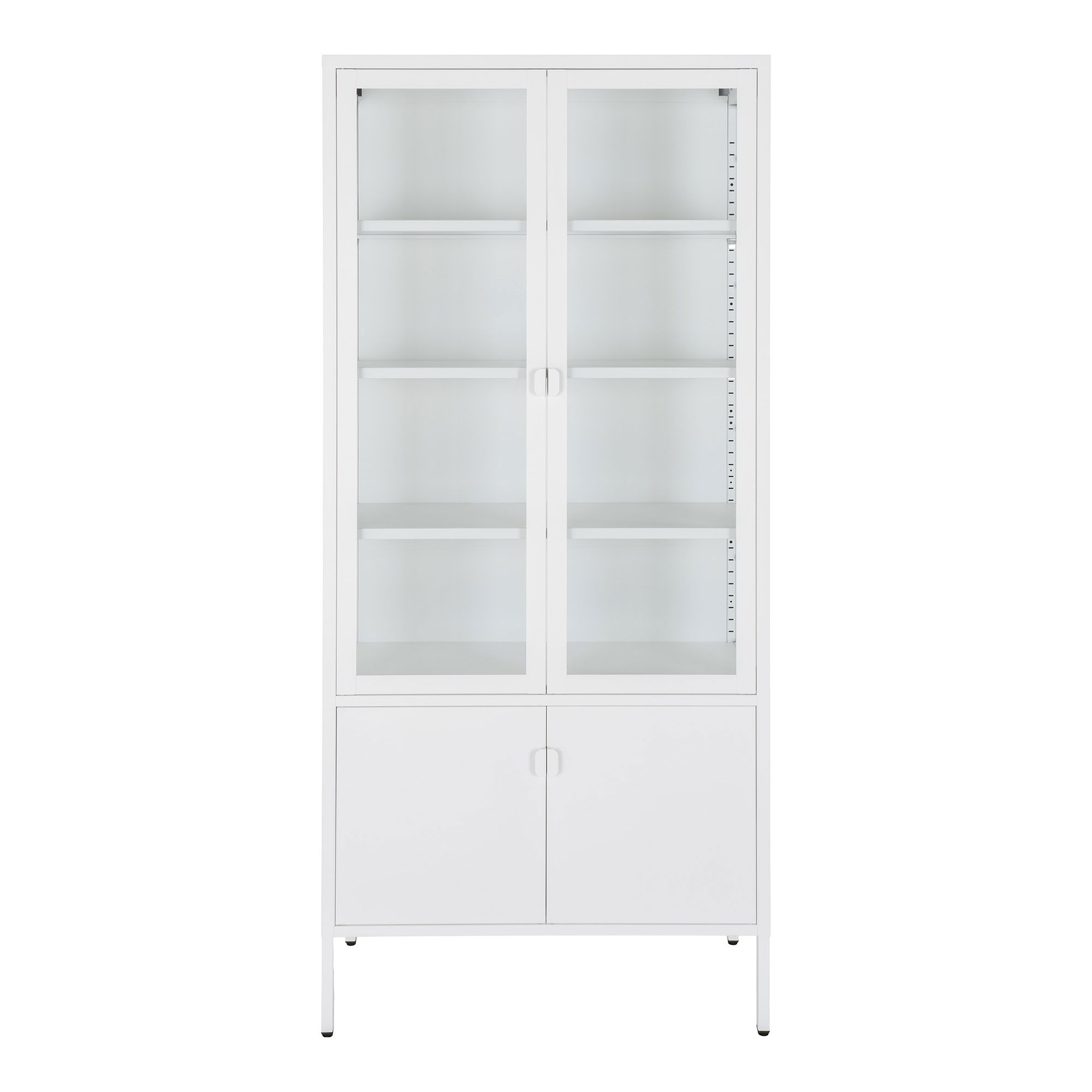 Witryna 4-drzwiowa BRISBANE przeszklone boki 80x35x180 cm - biała - 3001058