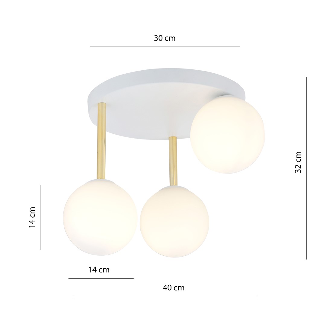 Lampa sufitowa  DOLCE Biały,Złoty 1261/3 - 1261/3