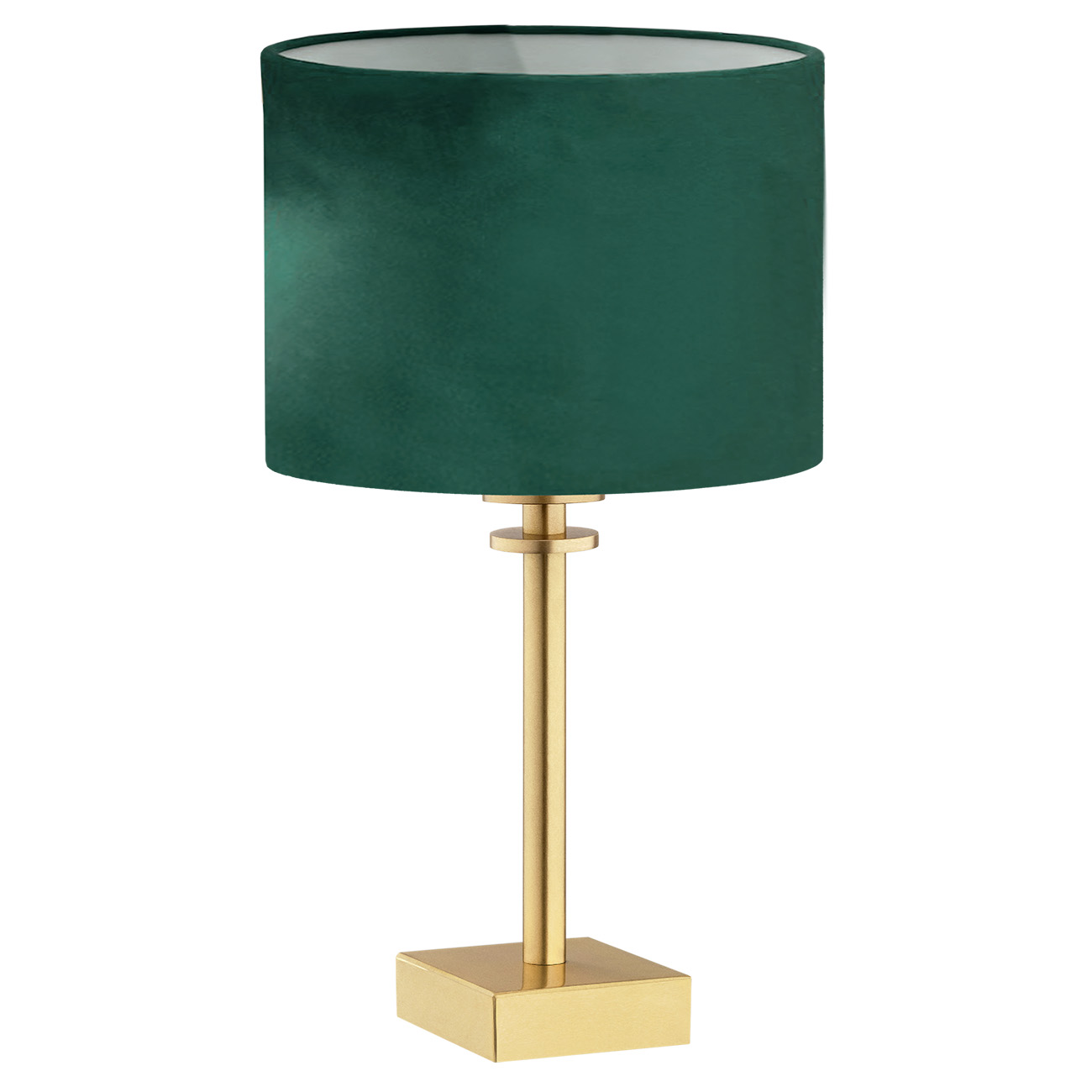 Lampa stołowa ABBANO metalowa mosiądz szczotkowany zielona 38 cm