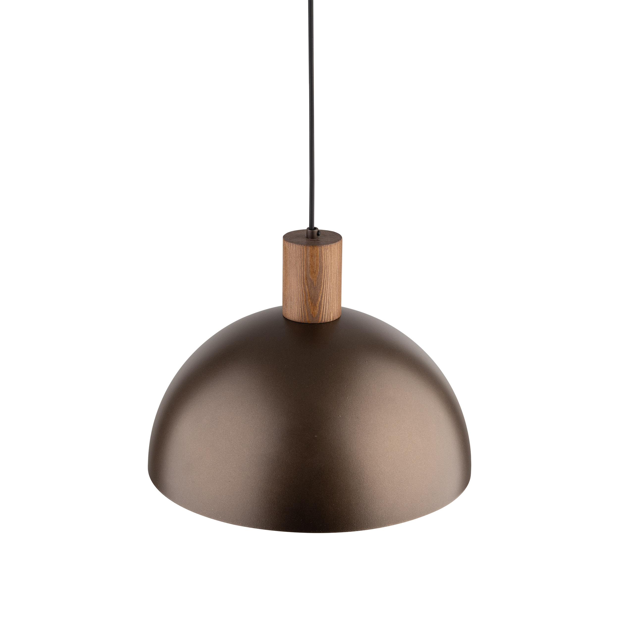 Lampa wisząca OSLO brązowa matowa na czarnym przewodzie z drewnianym elementem 170x33cm - TK_4508