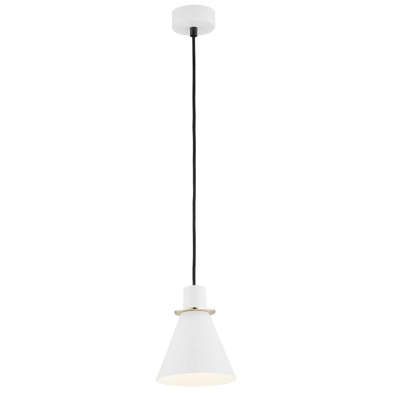 Lampa wisząca BEVERLY biała mosiądz czarny przewód 100x14cm