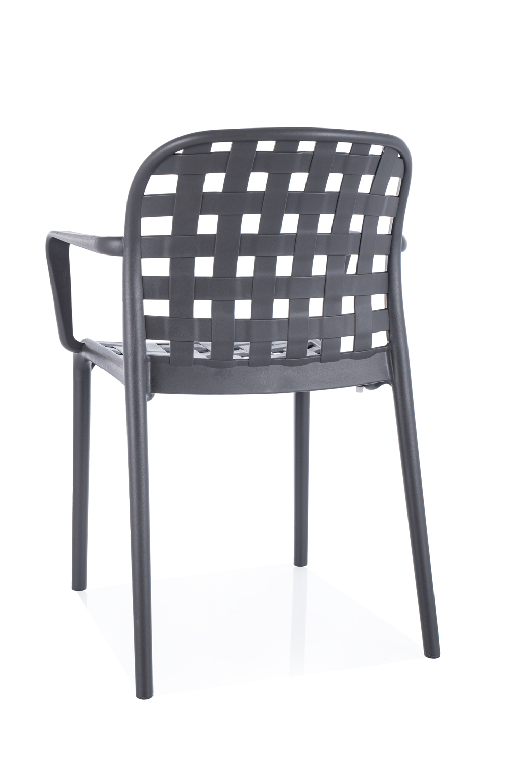 Krzesło ogrodowe plastikowe Strip II z podłokietnikami plecione szare