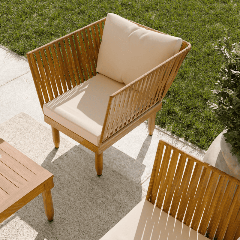 Zestaw ogrodowy wypoczynkowy SEMPLE 3-set drewniany kremowy Zenjoy + GRATIS - SEMPLE_KREMOWY