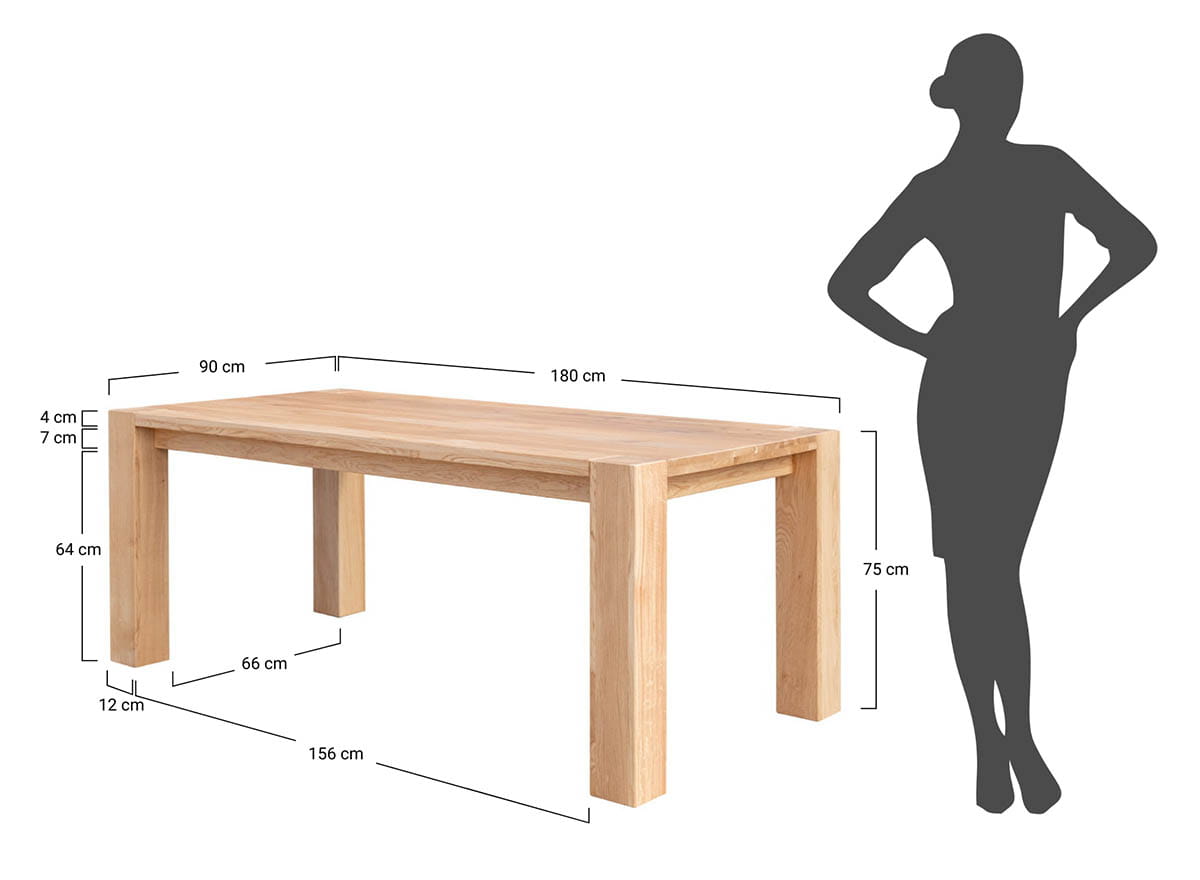 Stół dębowy do jadalni Siena 180x90 naturalny - SIENA90x180
