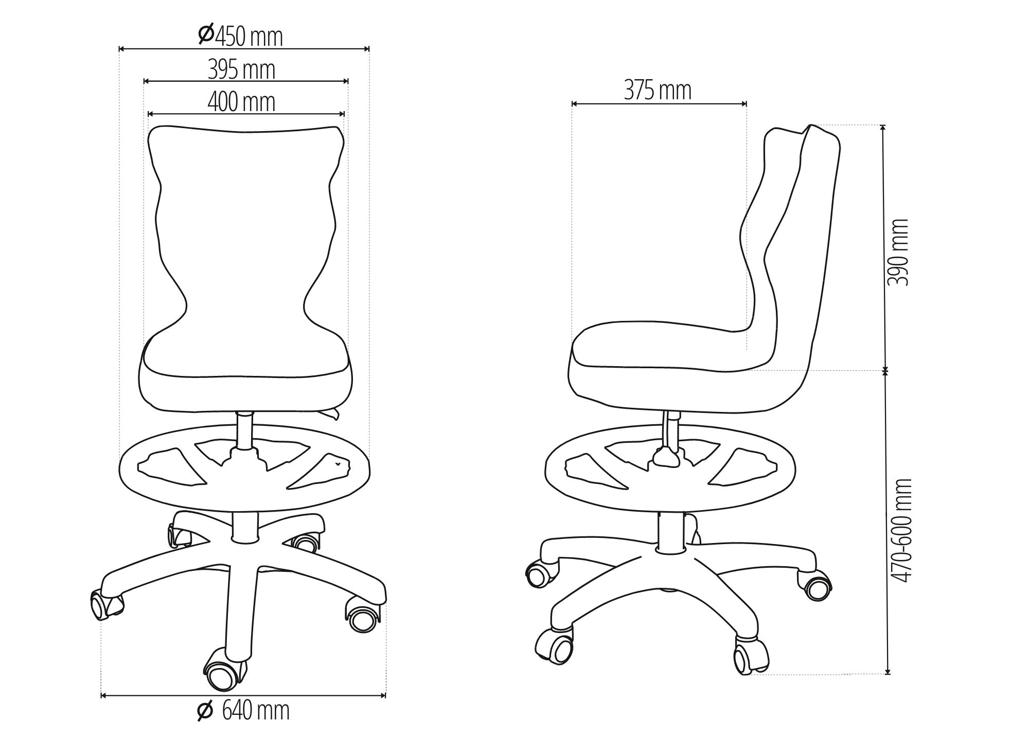 Krzesło młodzieżowe Petit czarny Visto 03 rozmiar 5 WK+P - NB-A-5-B-A-VS03