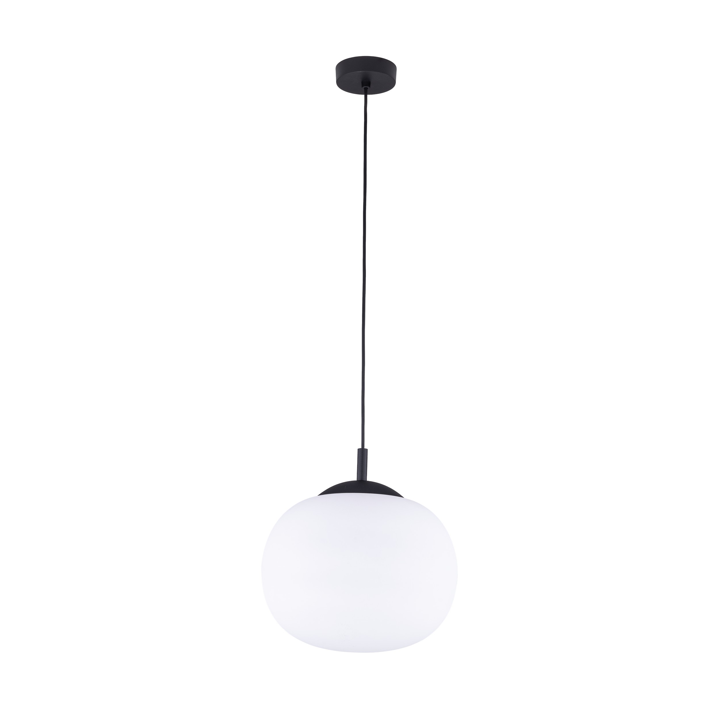 Lampa wisząca VIBE czarna z białym okrągłym szklanym kloszem 170x30cm