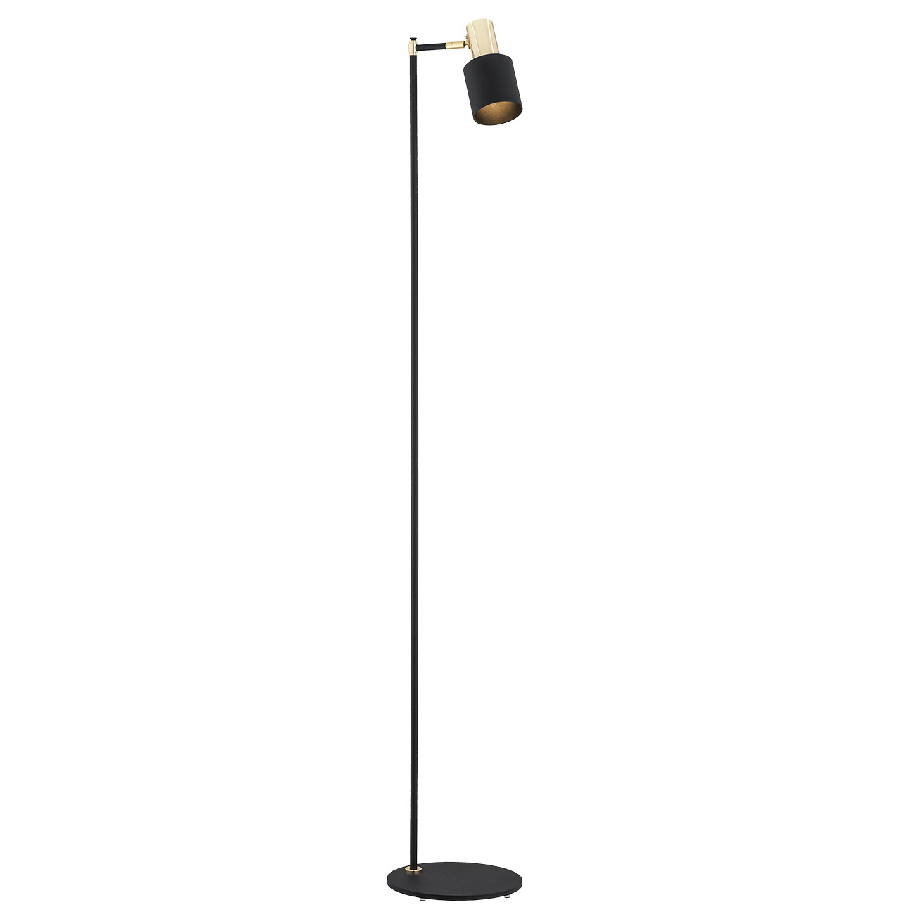 Lampa podłogowa DORIA metalowa czarna mosiądz regulowana 160x25cm