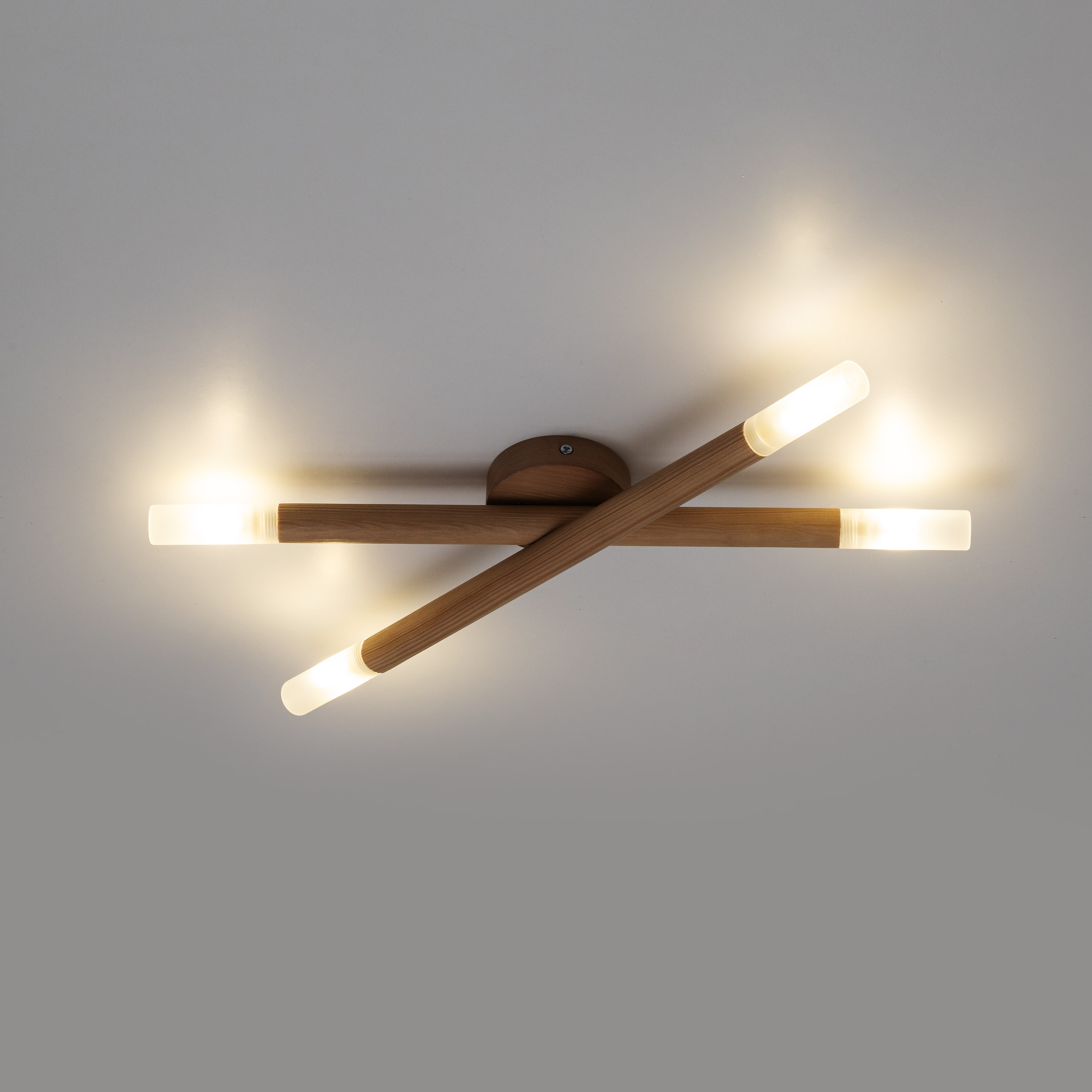 Lampa sufitowa NOBLE jasna drewniana z mlecznymi kloszami 50x23x5cm - TK_4524
