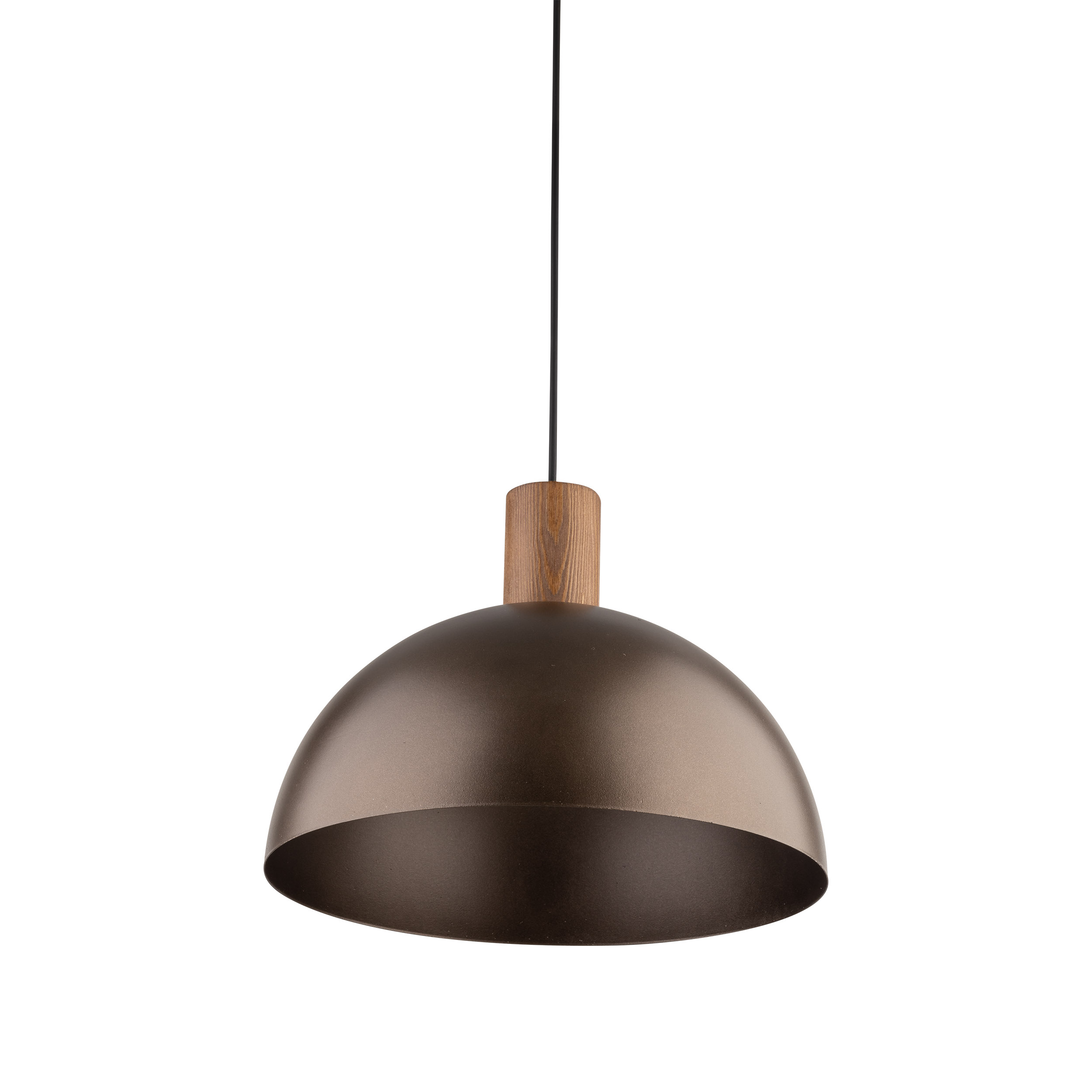 Lampa wisząca OSLO brązowa matowa na czarnym przewodzie z drewnianym elementem 170x33cm - TK_4508