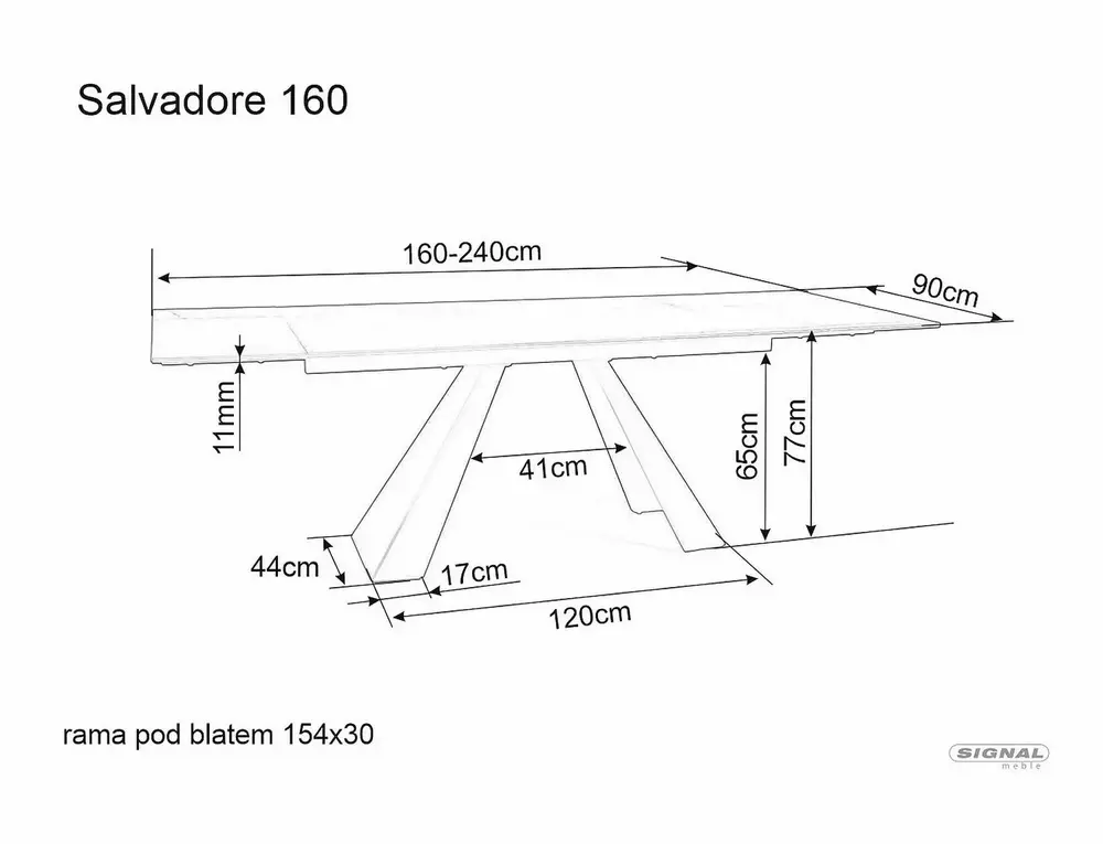 Stół rozkładany SALVADORE CERAMIC VERDE ALPI/ CZARNY MAT (160-240)X90 - SALVADORETVC160