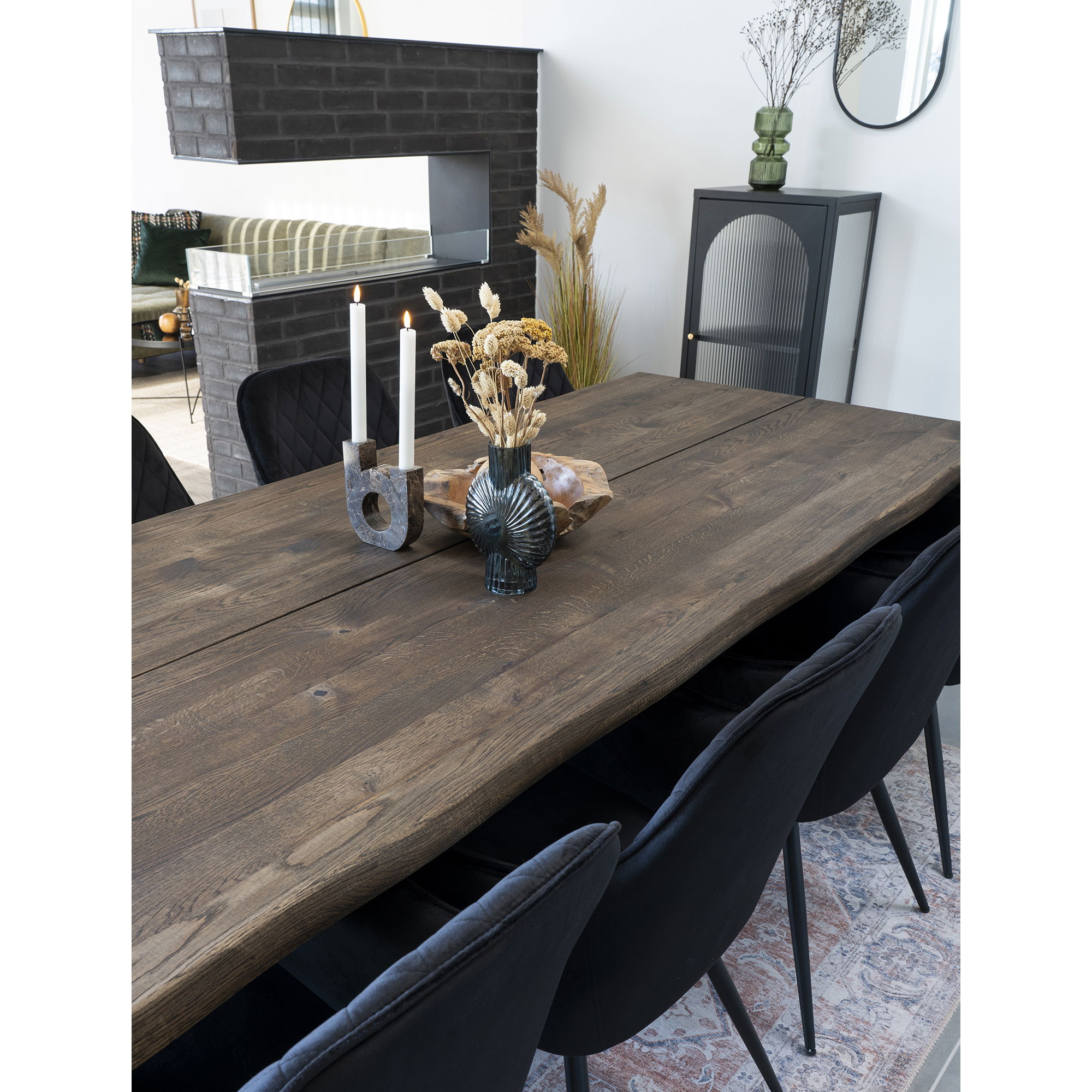 Witryna niska ADELAIDE 1-drzwiowa, falowane szkło 50x35x110 cm - czarna - 3001210